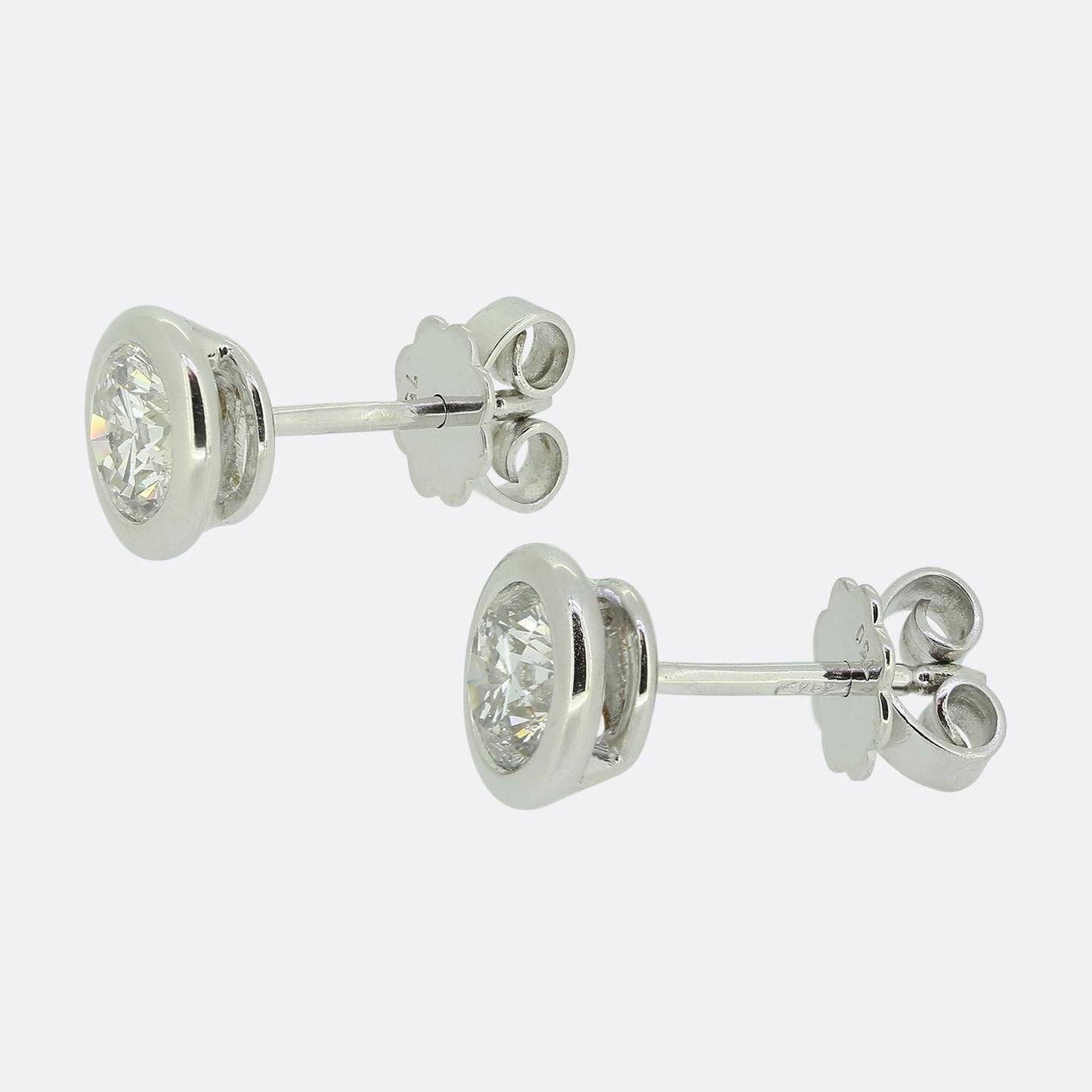 1.70 Carat Rubover Diamond Stud Earrings