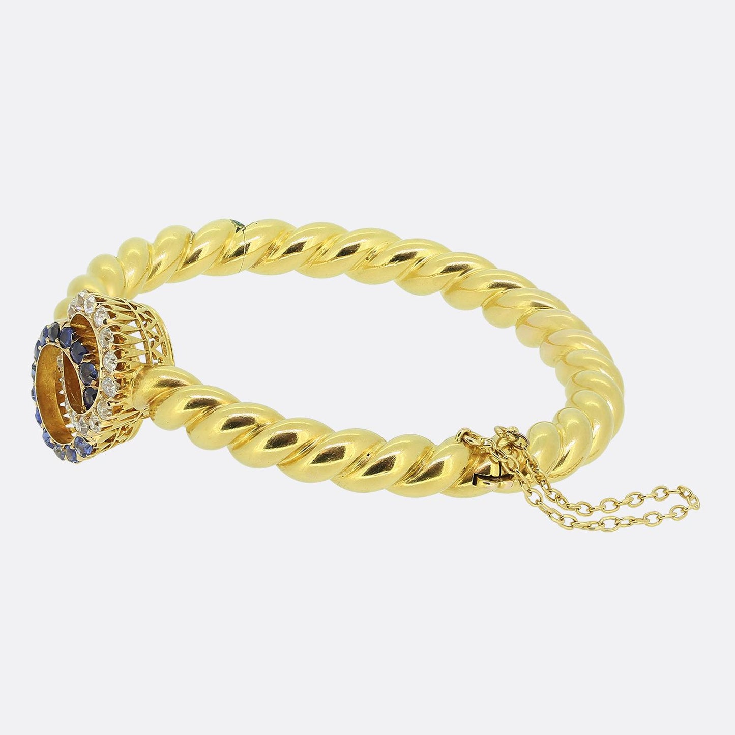 Victorian Sapphire and Diamond Halo Bangle
