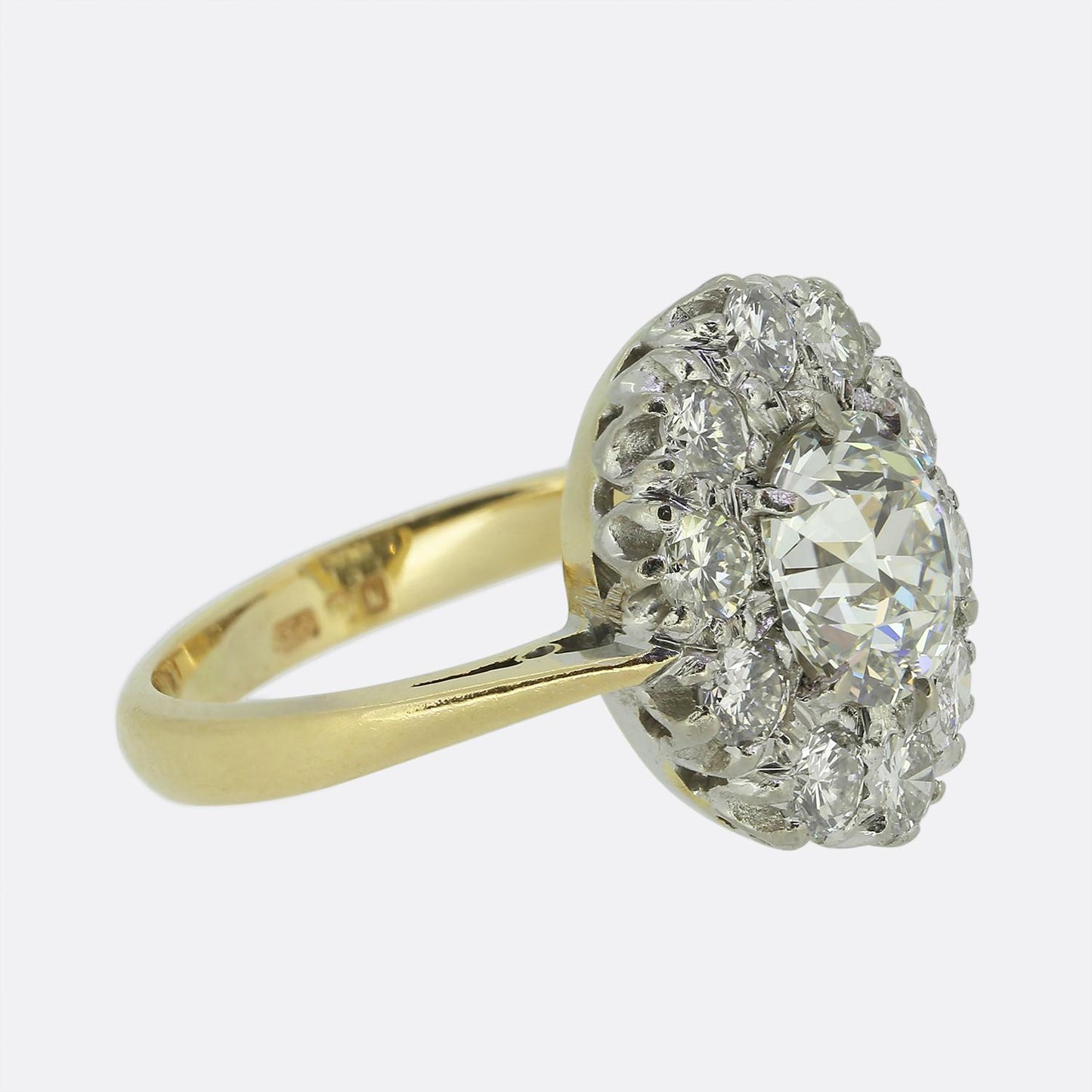 Vintage 1.35 Carat Old Cut Diamond Cluster Ring