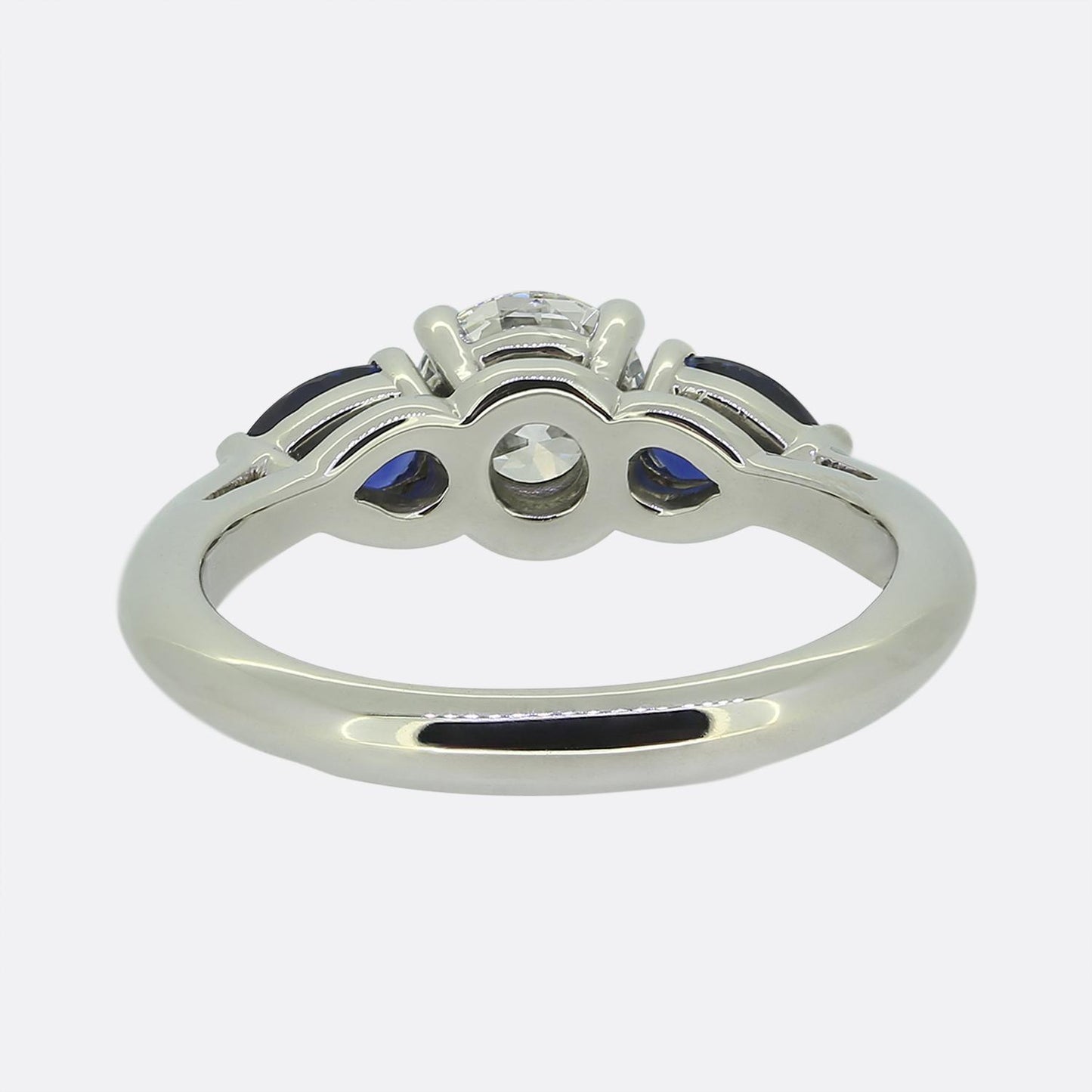 Tiffany & Co. 0.78 Carat Diamond and Sapphire Three-Stone Ring