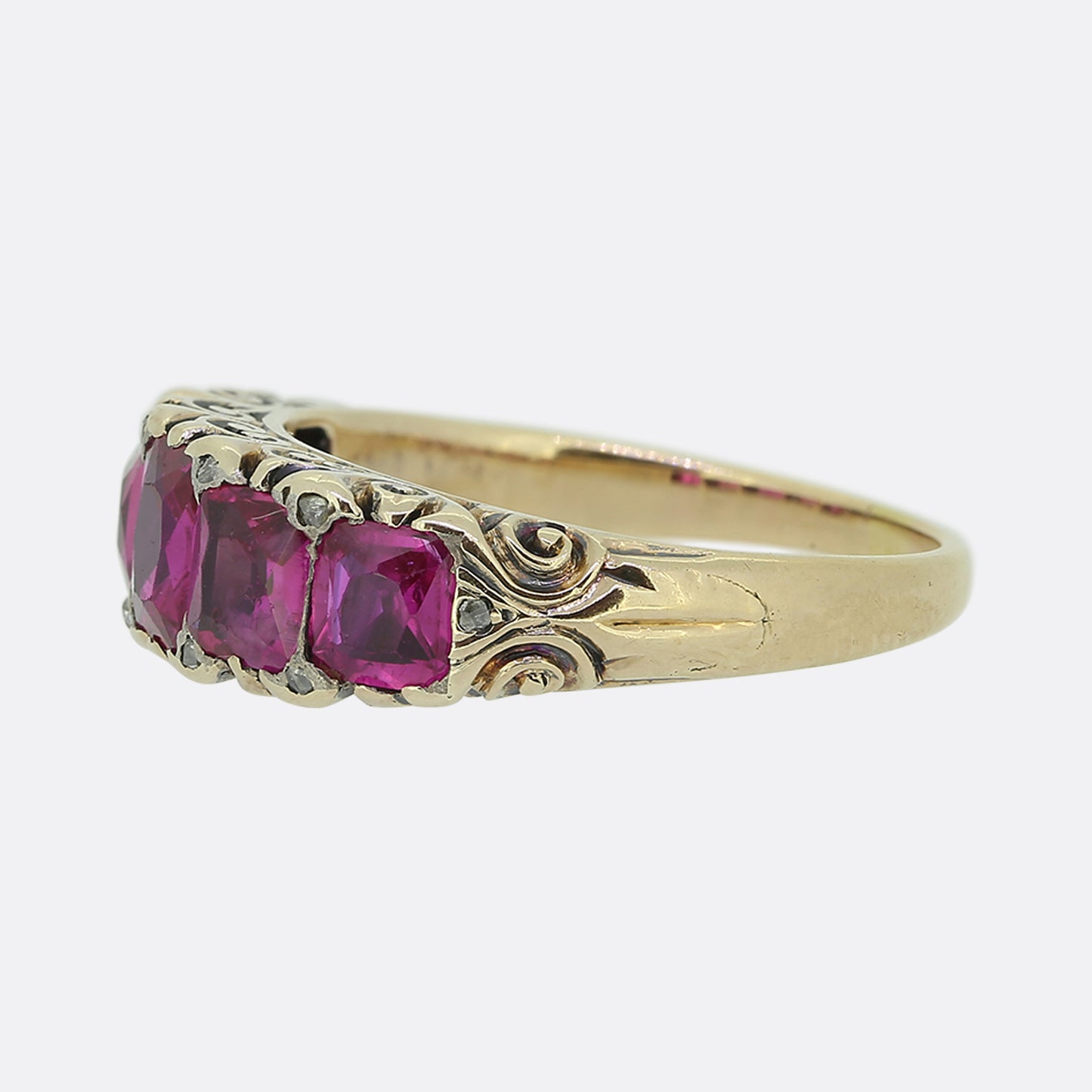 Antique Burmese Ruby Five-Stone Ring