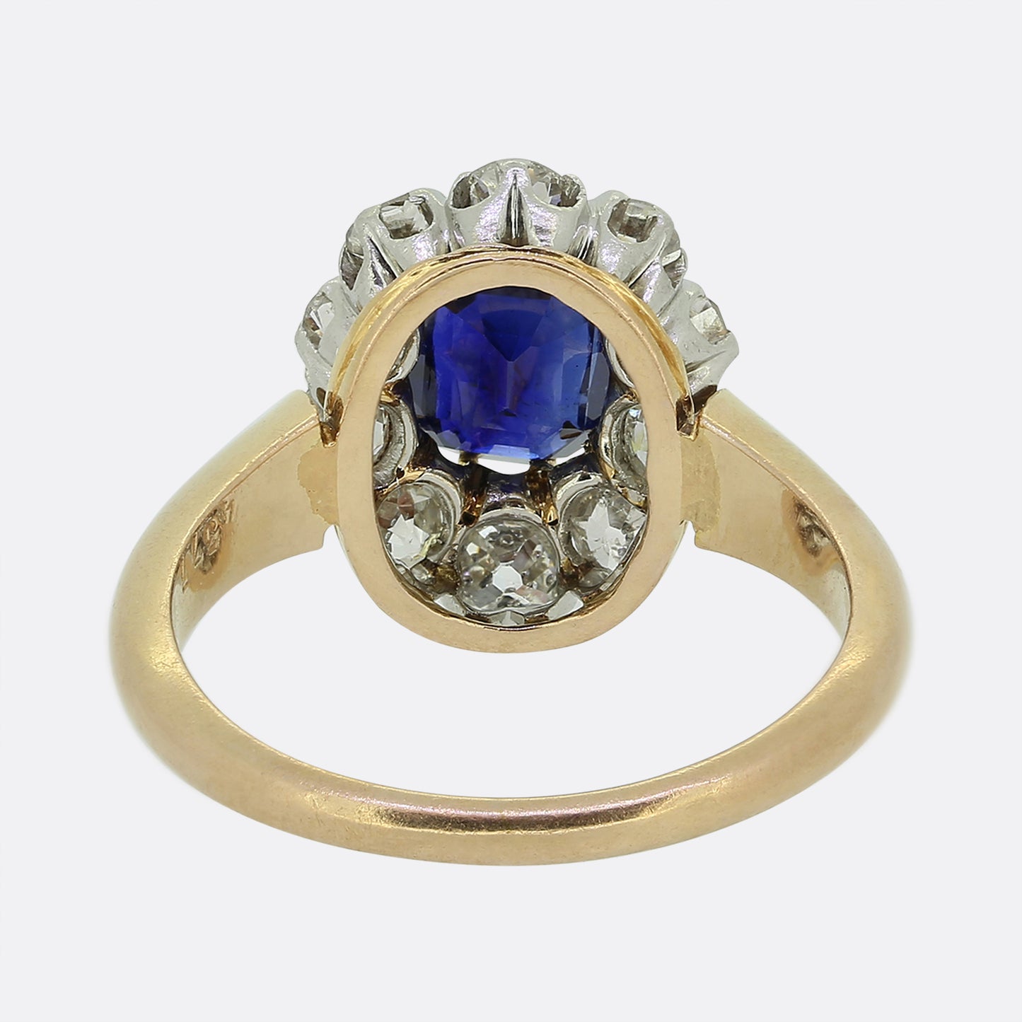 Antique Sapphire and Diamond Cluster Ring
