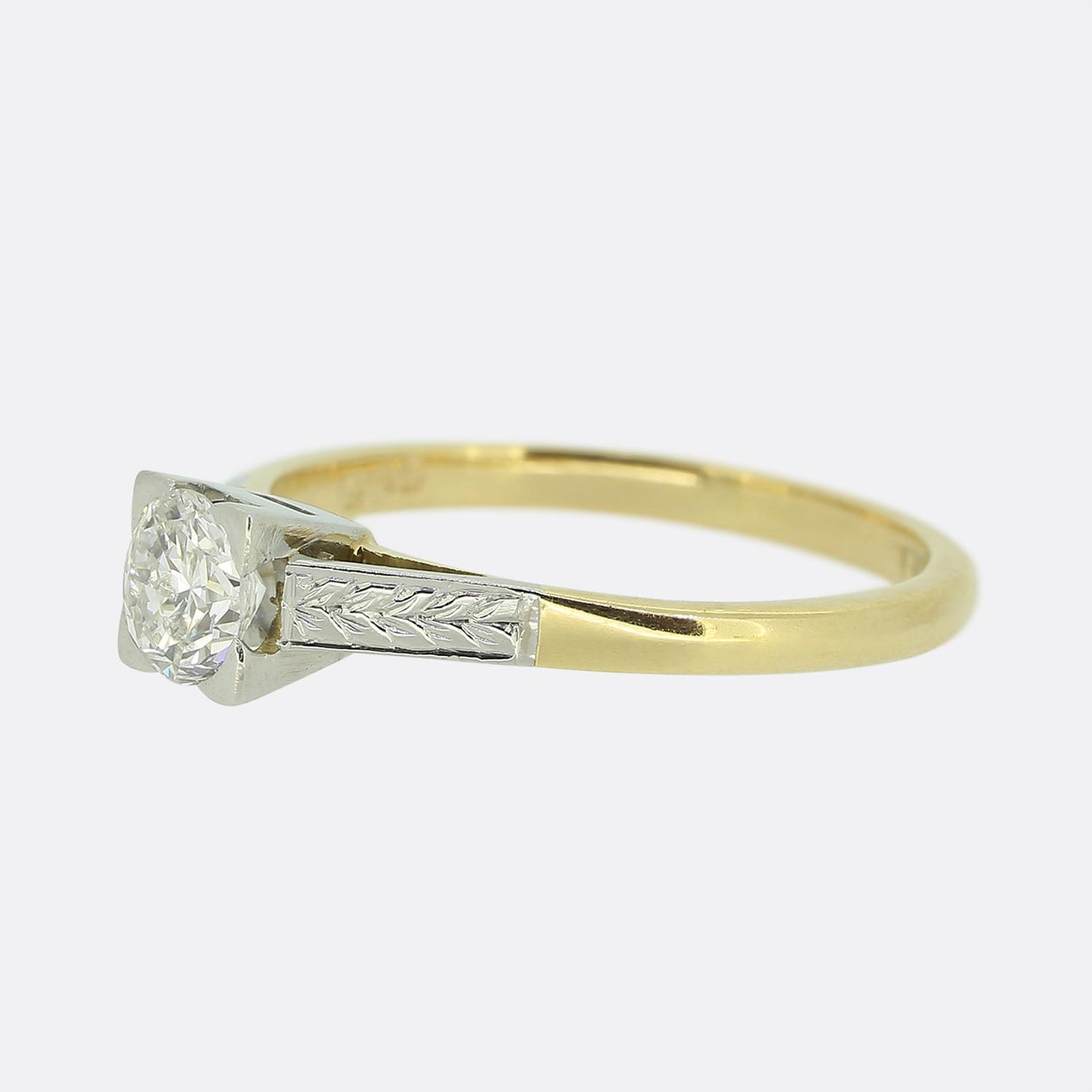 Vintage 0.45 Carat Transitional Cut Diamond Solitaire Ring