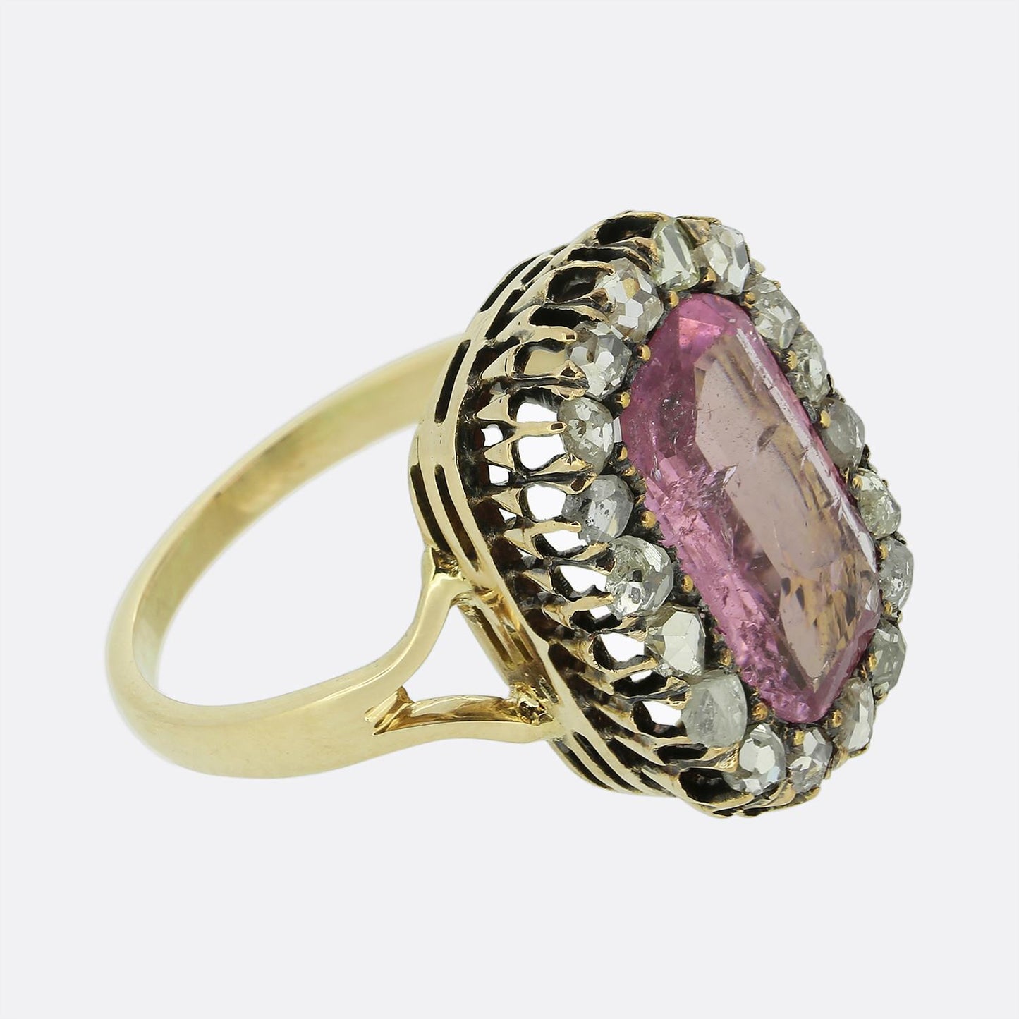 Victorian Pink Spinel and Rose Cut Diamond Dress Ring