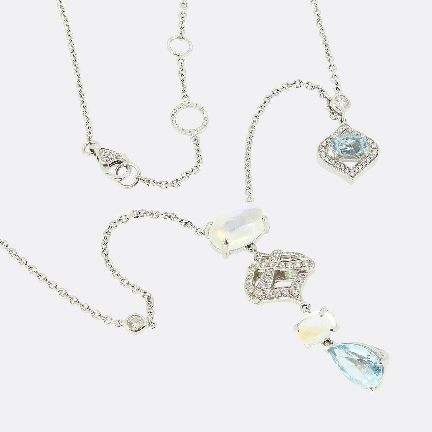 Boodles Woodland Aquamarine Moonstone and Diamond Necklace