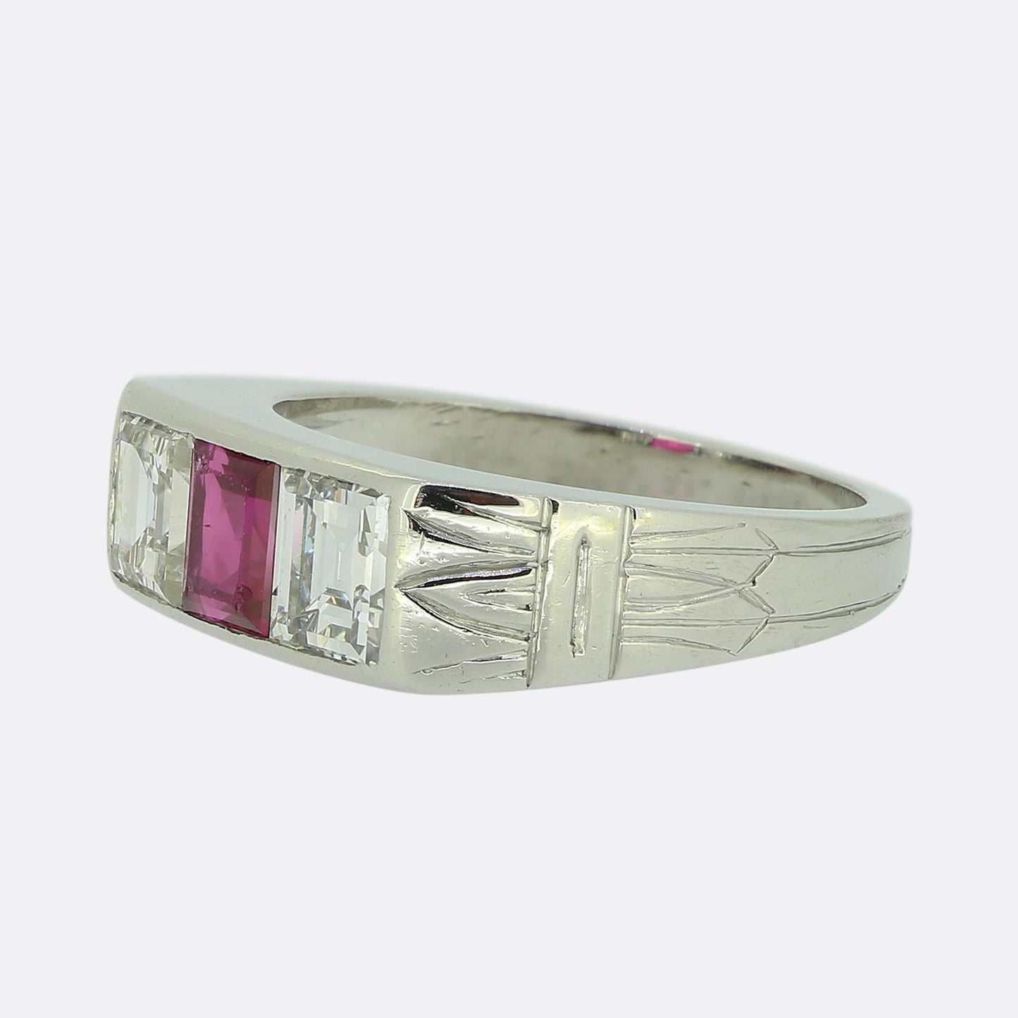 Cartier Ruby and Diamond Three-Stone Ring