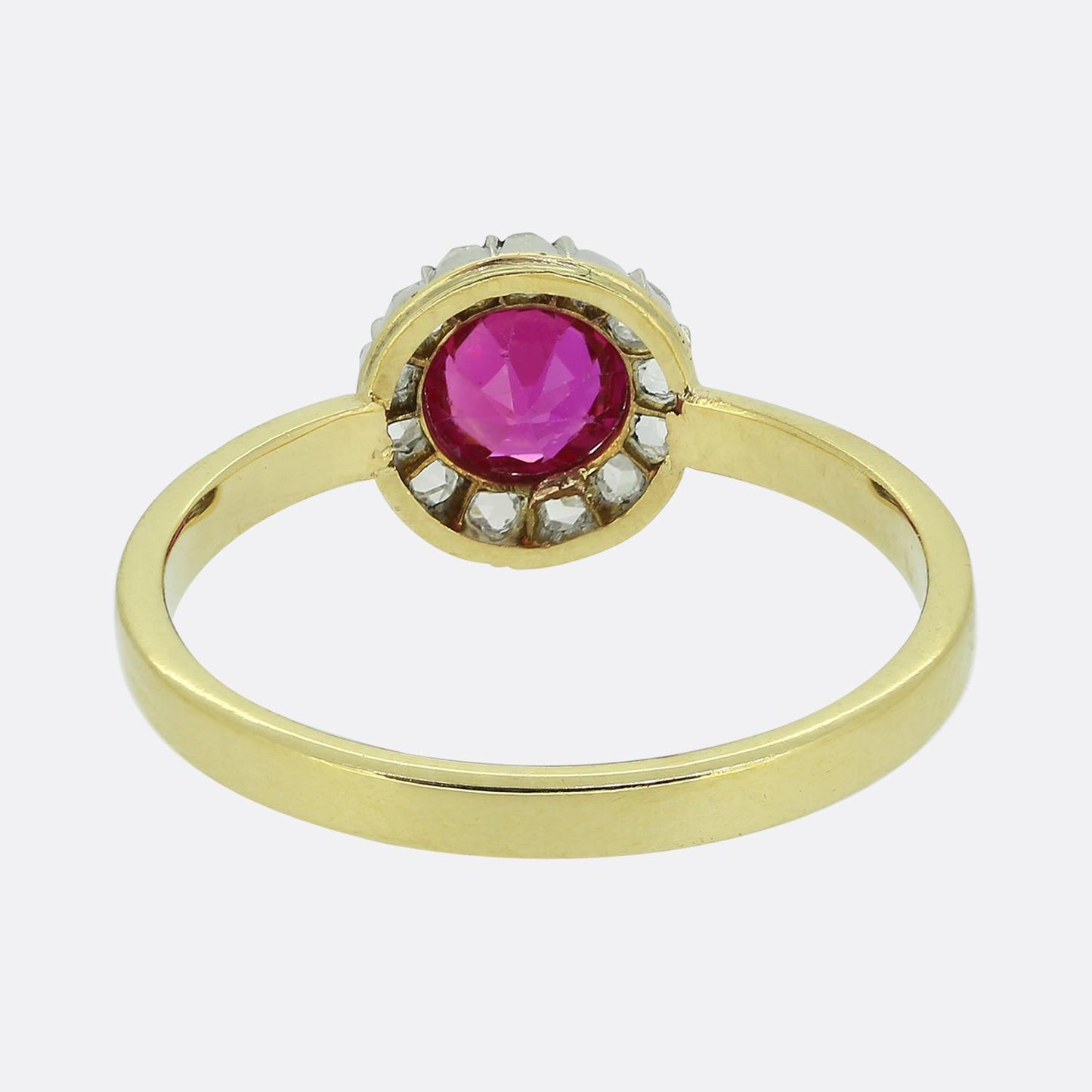 Antique Synthetic Ruby and Diamond Cluster Ring