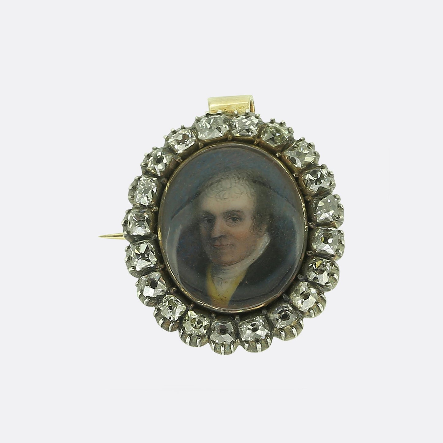 Georgian Diamond Portrait Brooch Pendant