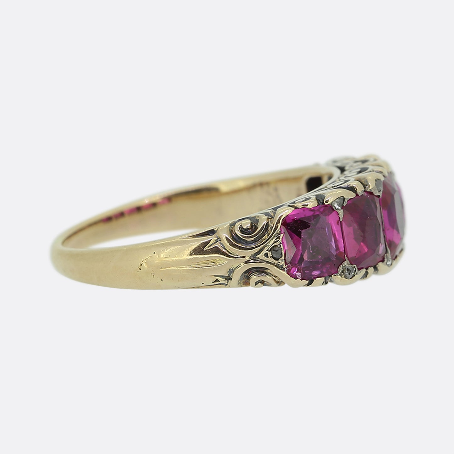 Antique Burmese Ruby Five-Stone Ring