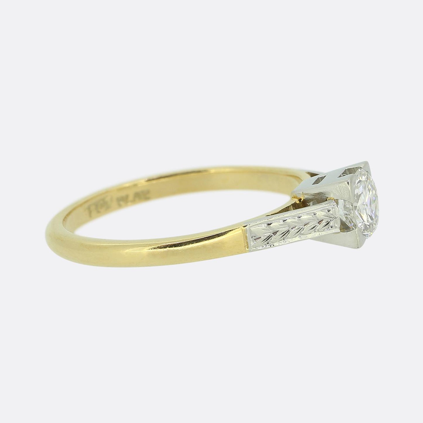 Vintage 0.45 Carat Transitional Cut Diamond Solitaire Ring