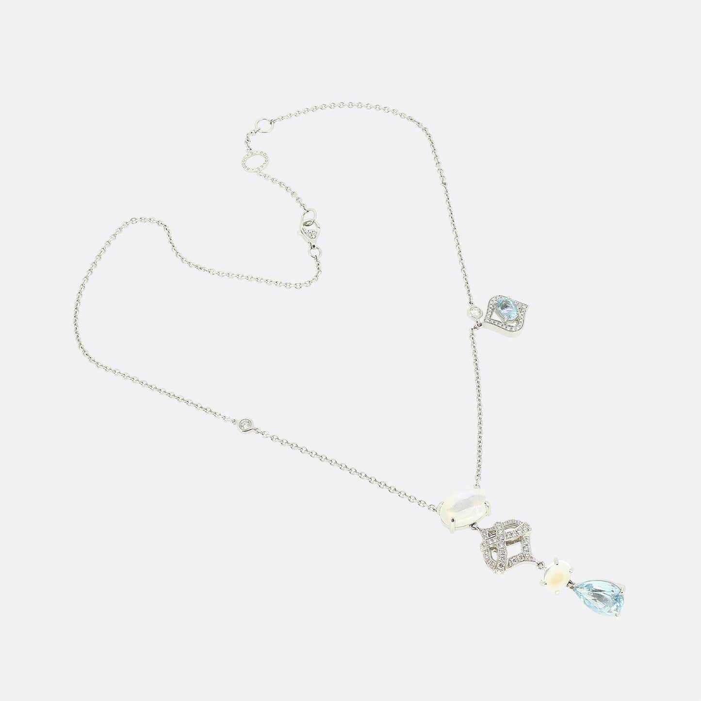 Boodles Woodland Aquamarine Moonstone and Diamond Necklace