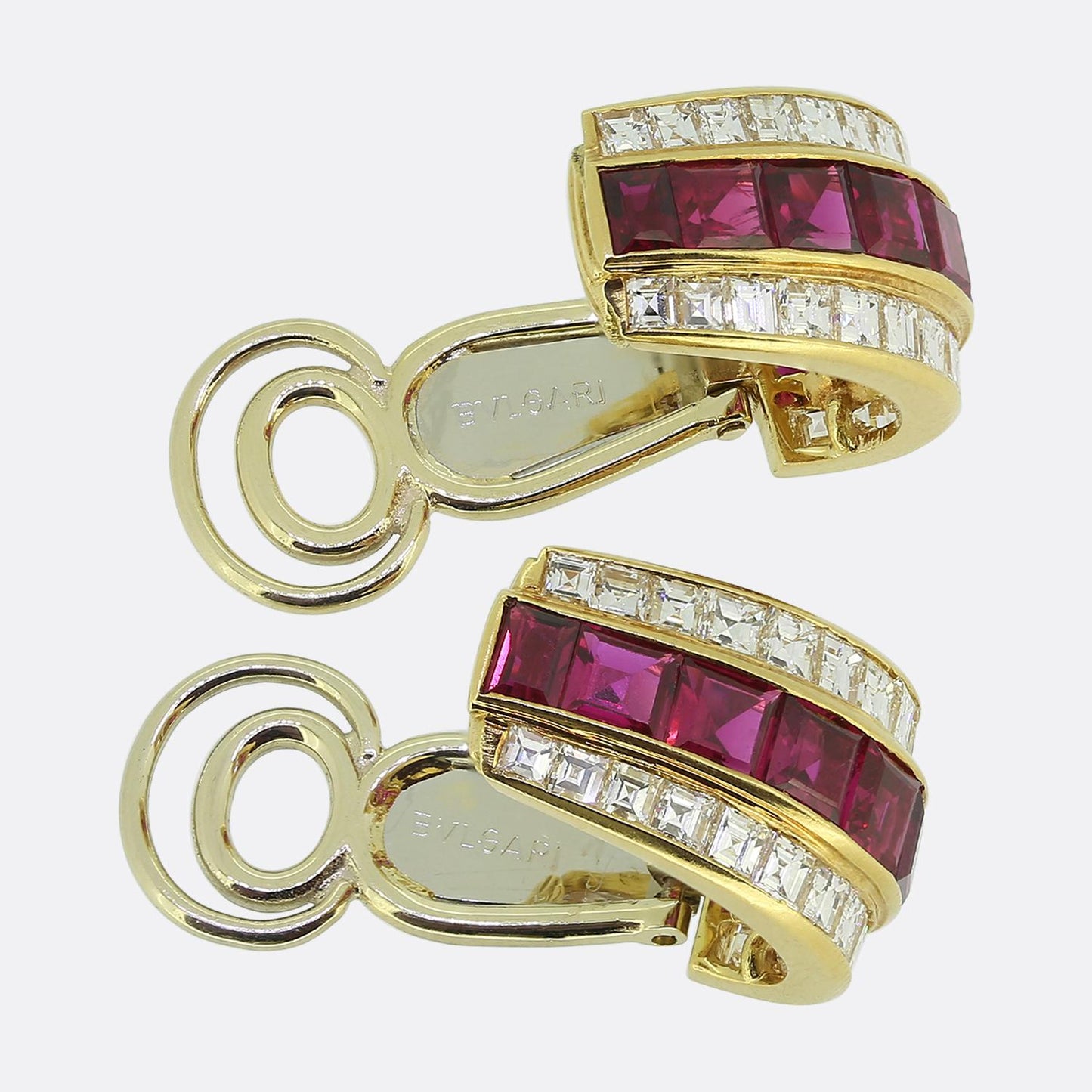 Bvlgari Ruby and Diamond Half-Hoop Earrings