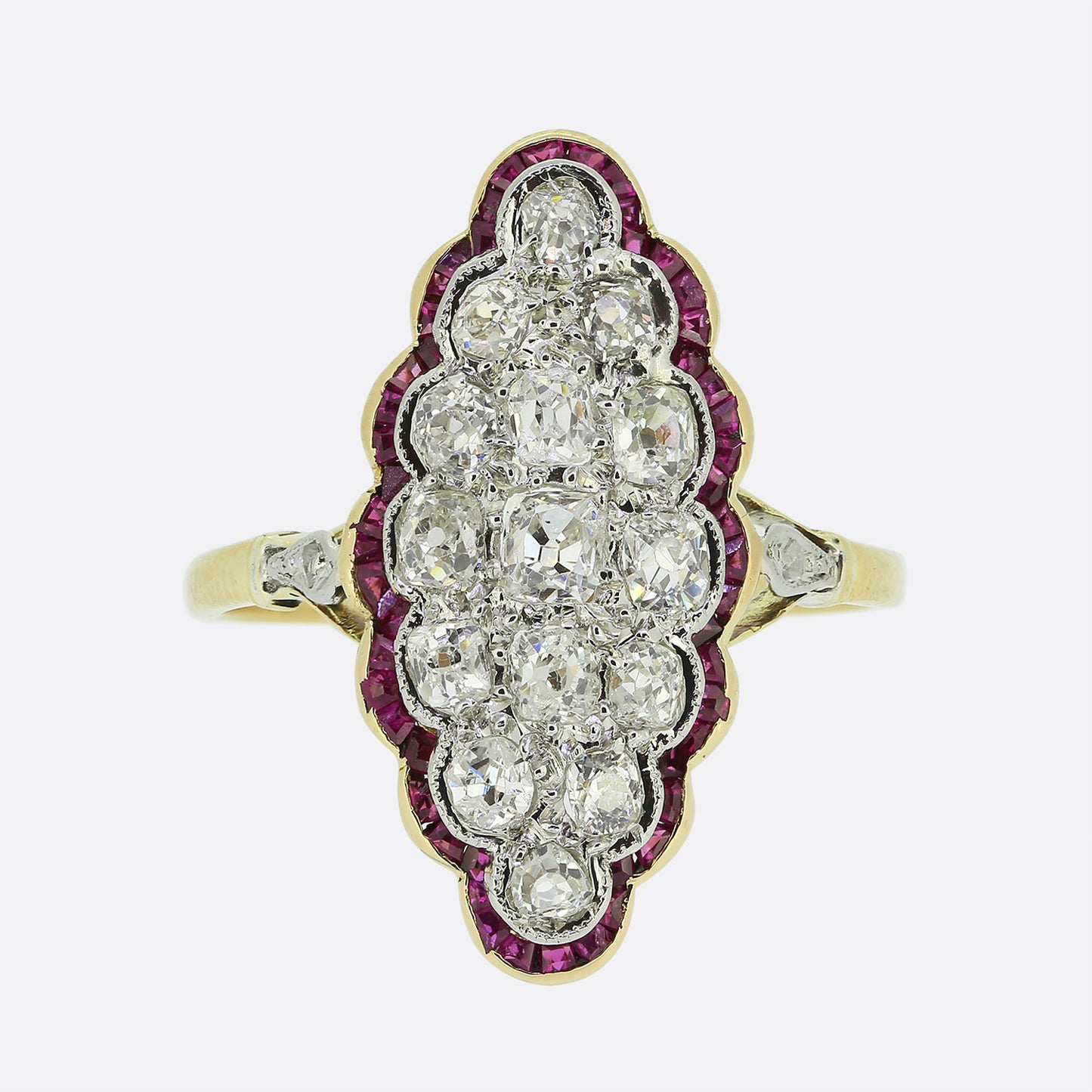 Victorian Ruby and Diamond Navette Ring