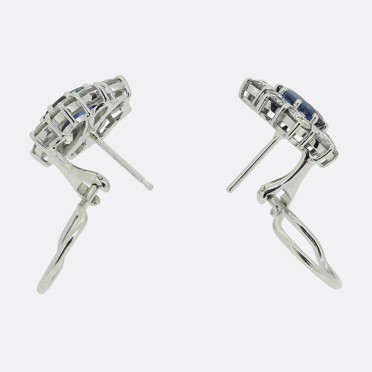 Vintage Sapphire and Diamond Cluster Earrings