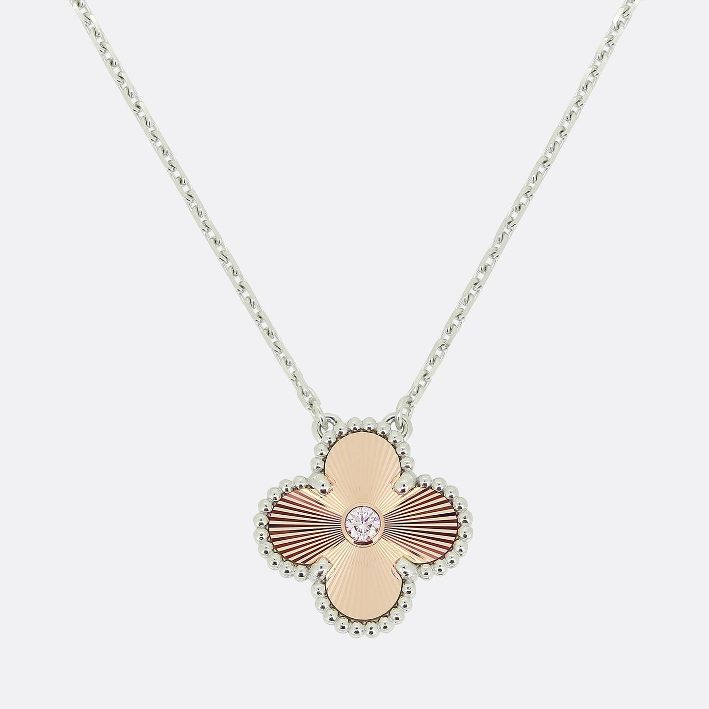 Van Cleef & Apels Alhambra Rose Guilloche Necklace