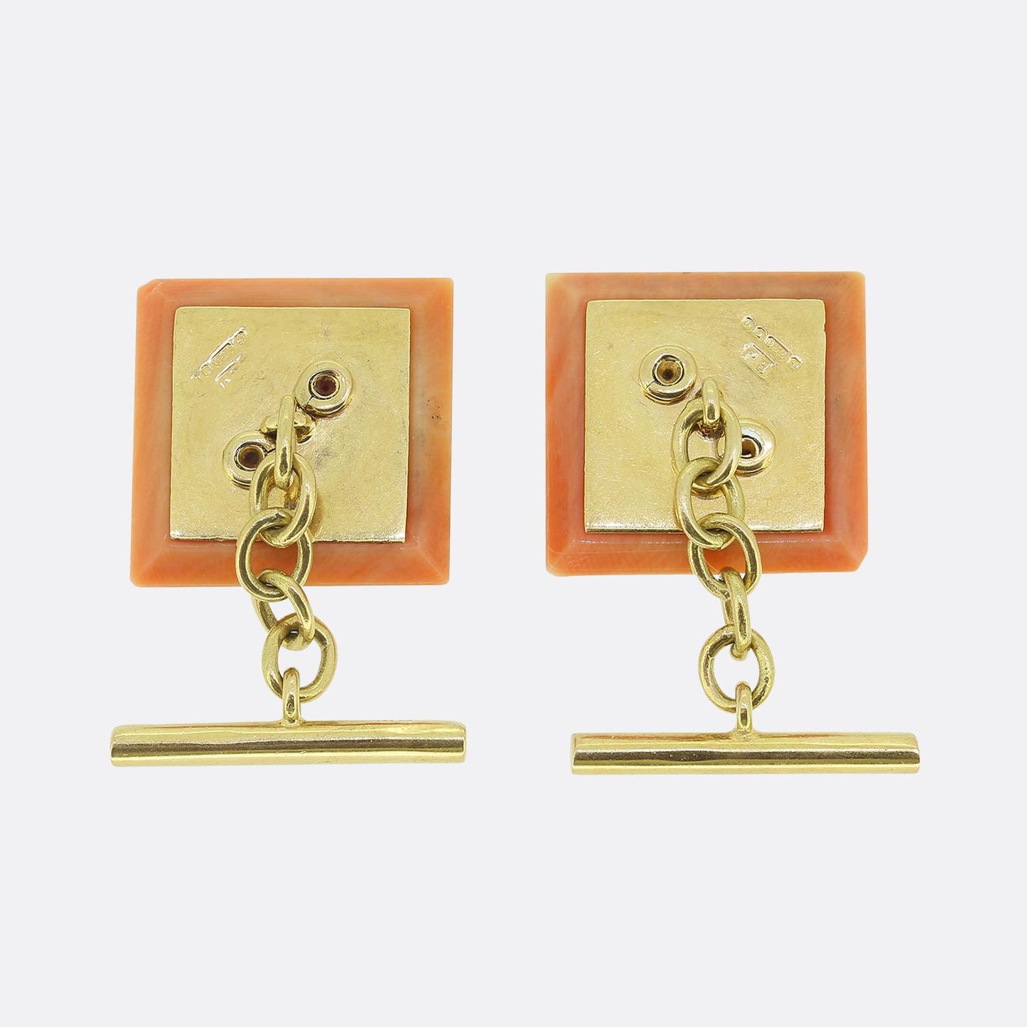 Vintage Coral and Diamond Cufflinks