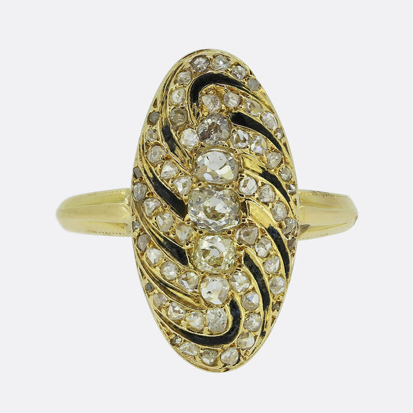 Victorian Enamel and Diamond Dress Ring