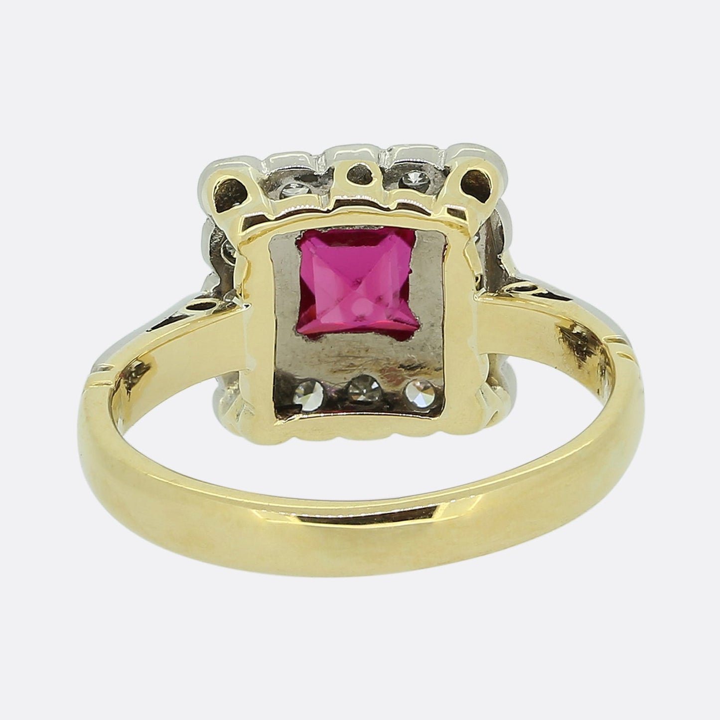 Art Deco Synthetic Ruby and Diamond Cluster Ring