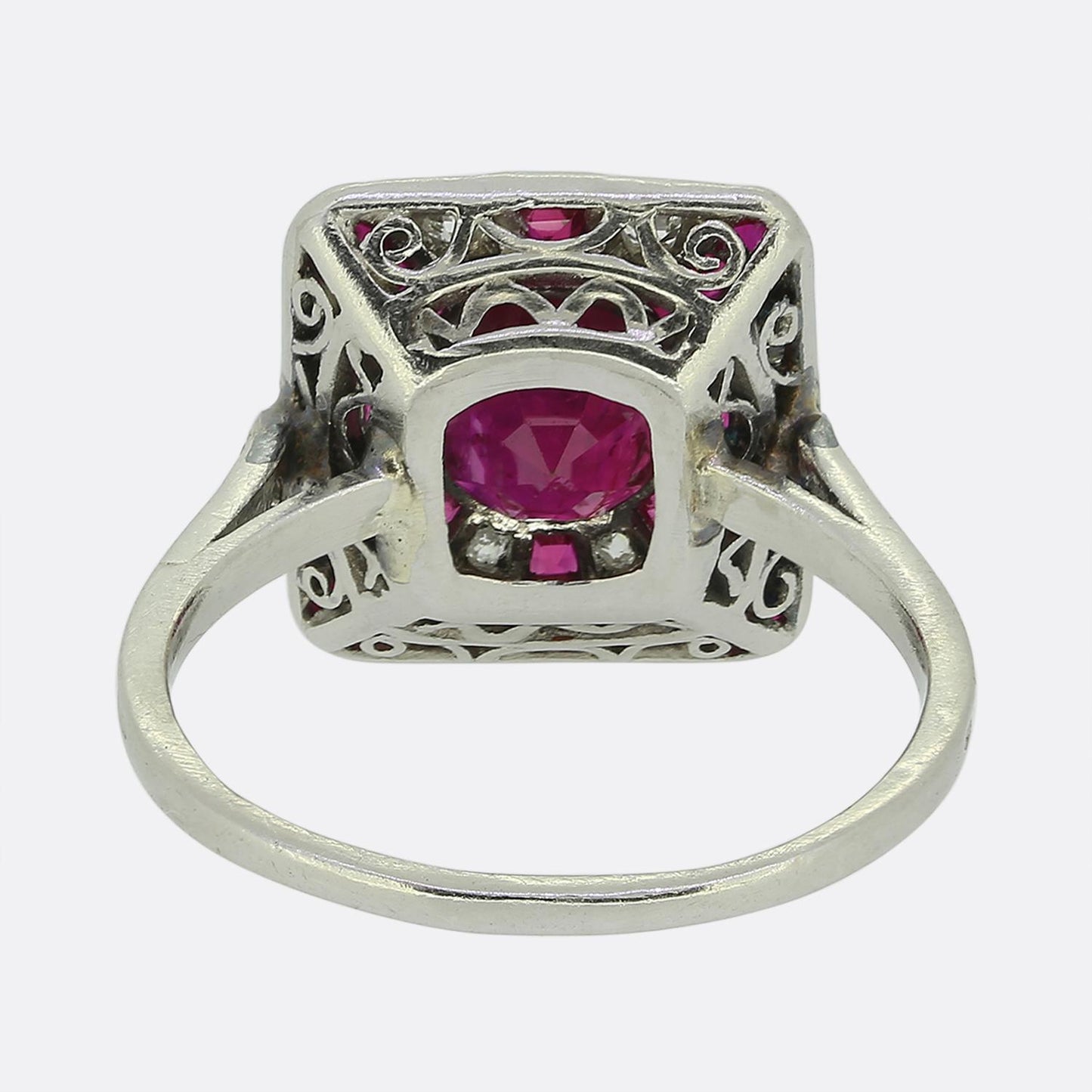 Art Deco Ruby and Diamond Cluster Ring