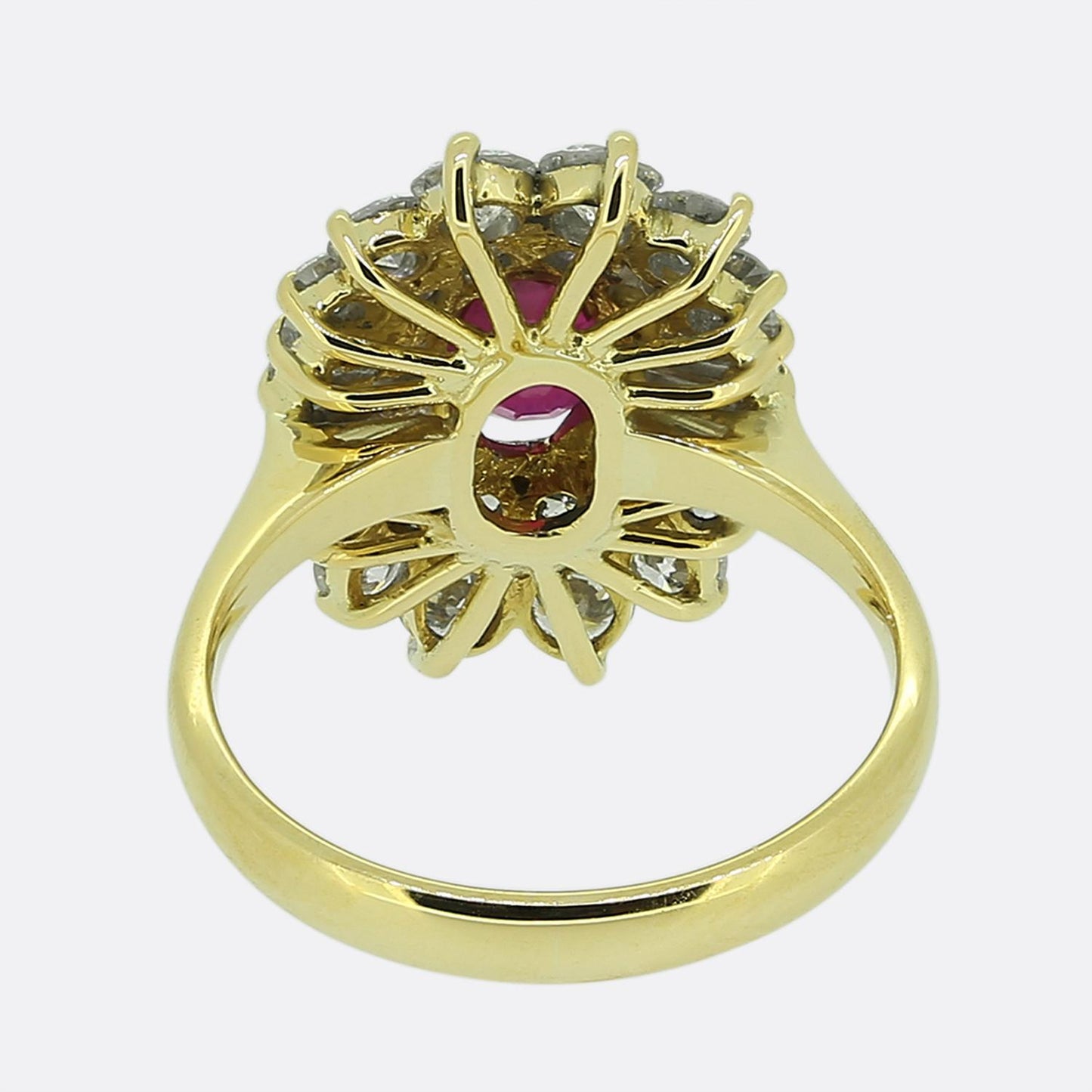 1.10 Carat Ruby and Diamond Cluster Ring