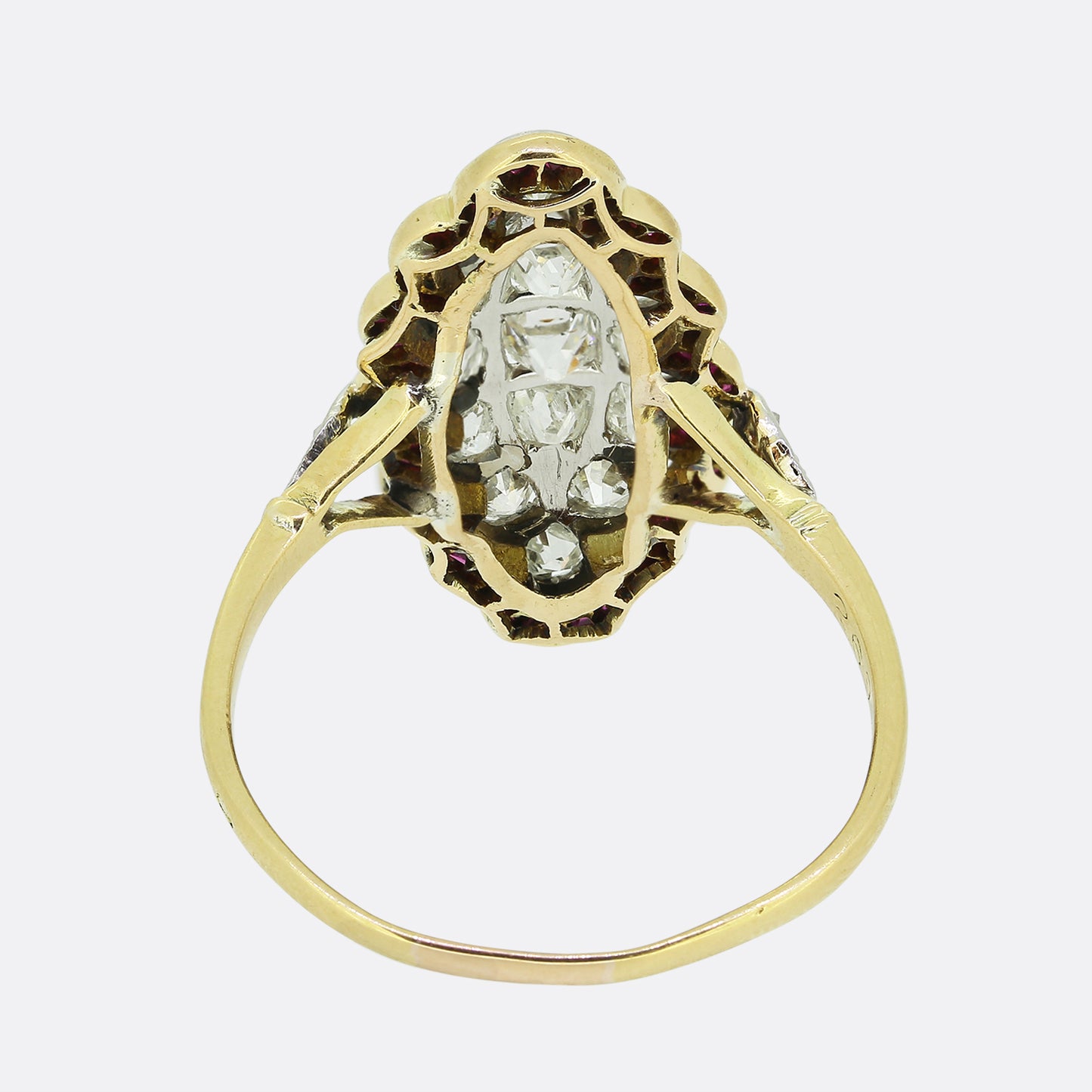 Victorian Ruby and Diamond Navette Ring