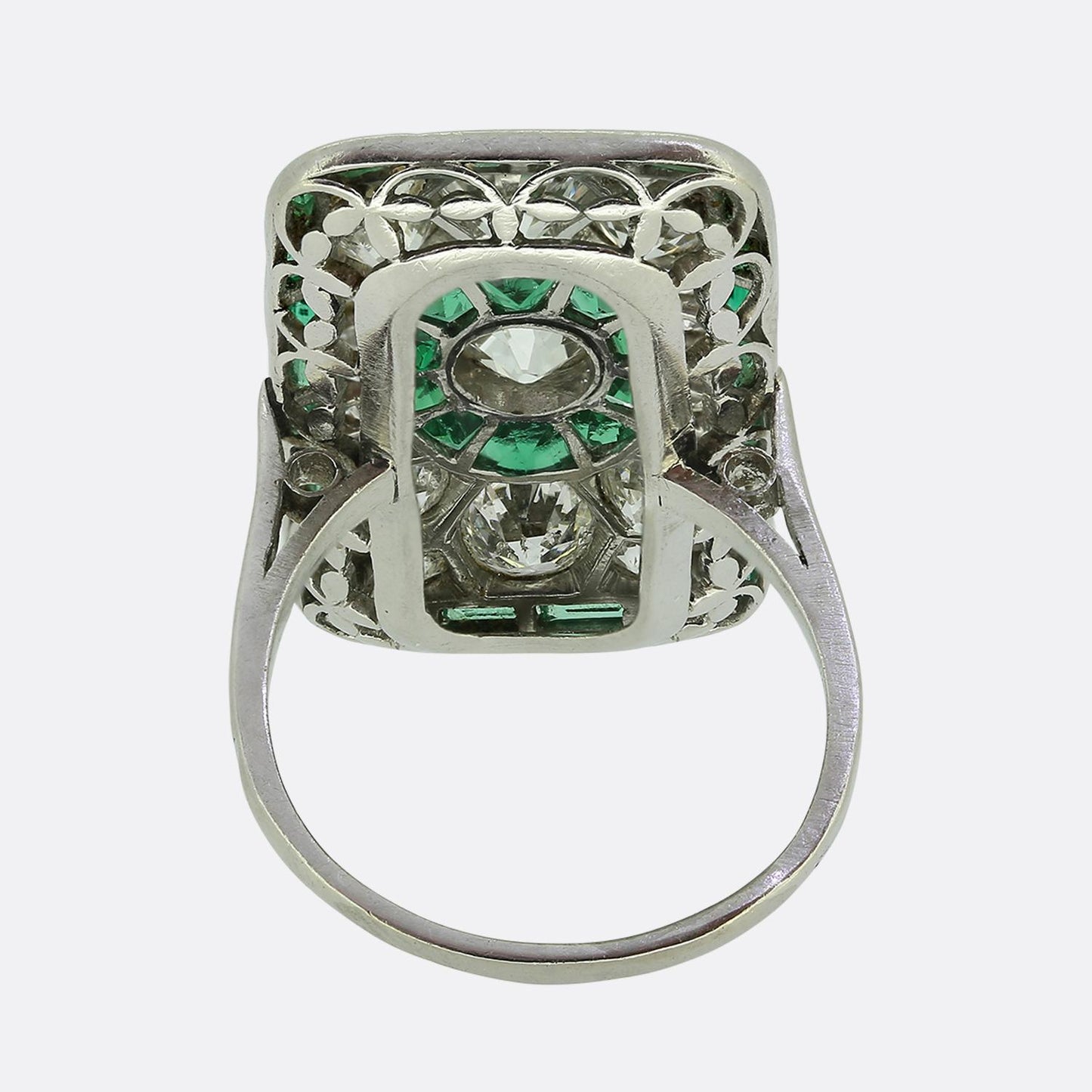 Art Deco Emerald and Diamond Tablet Ring