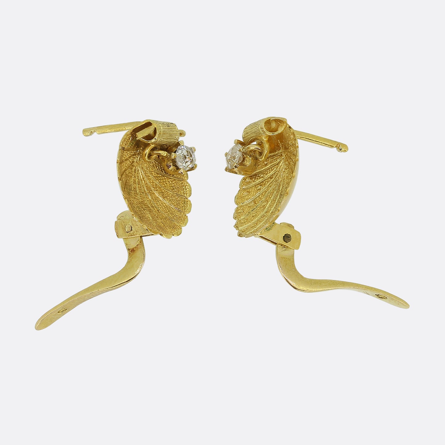 Antique Diamond Seashell Earrings