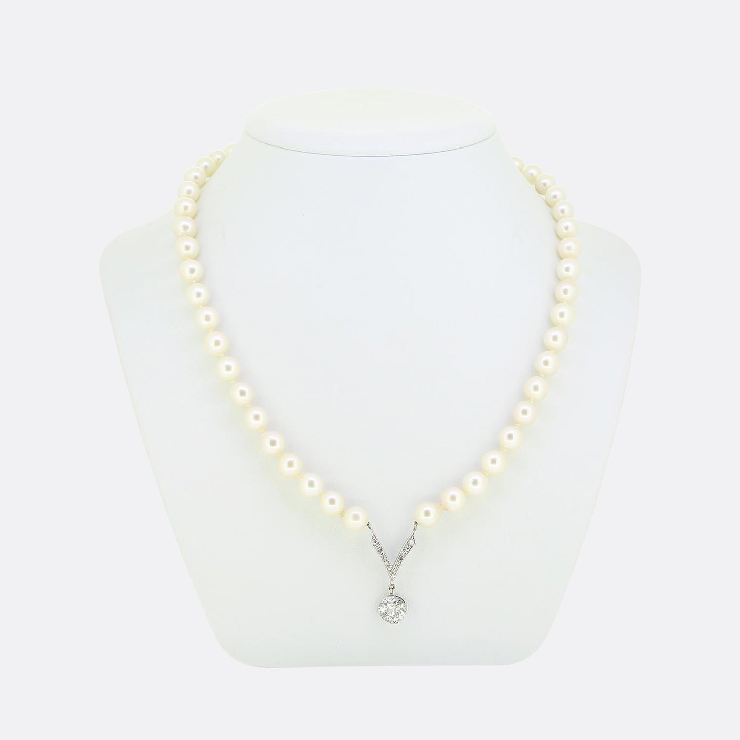 Vintage Pearl and Diamond Pendant Necklace