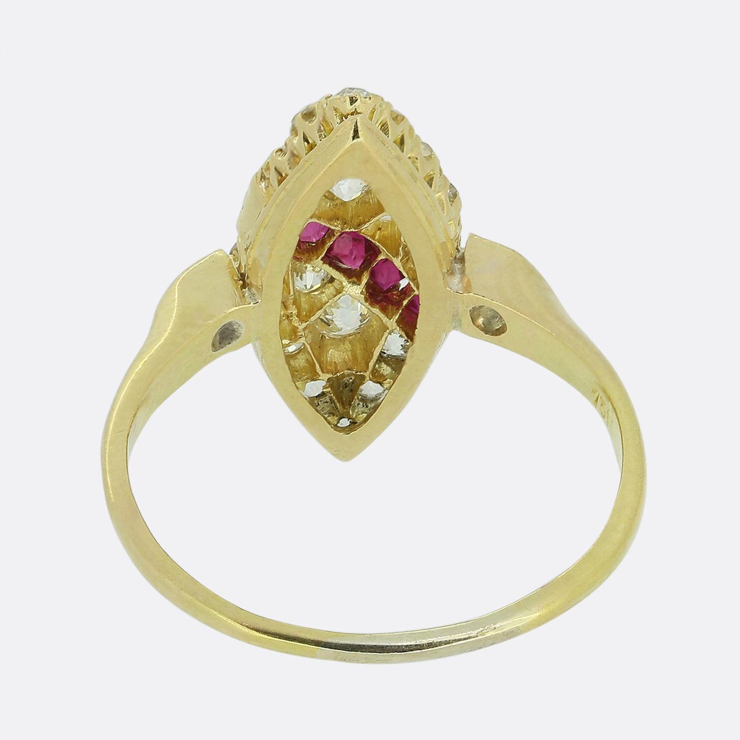 Antique Ruby and Diamond Navette Ring