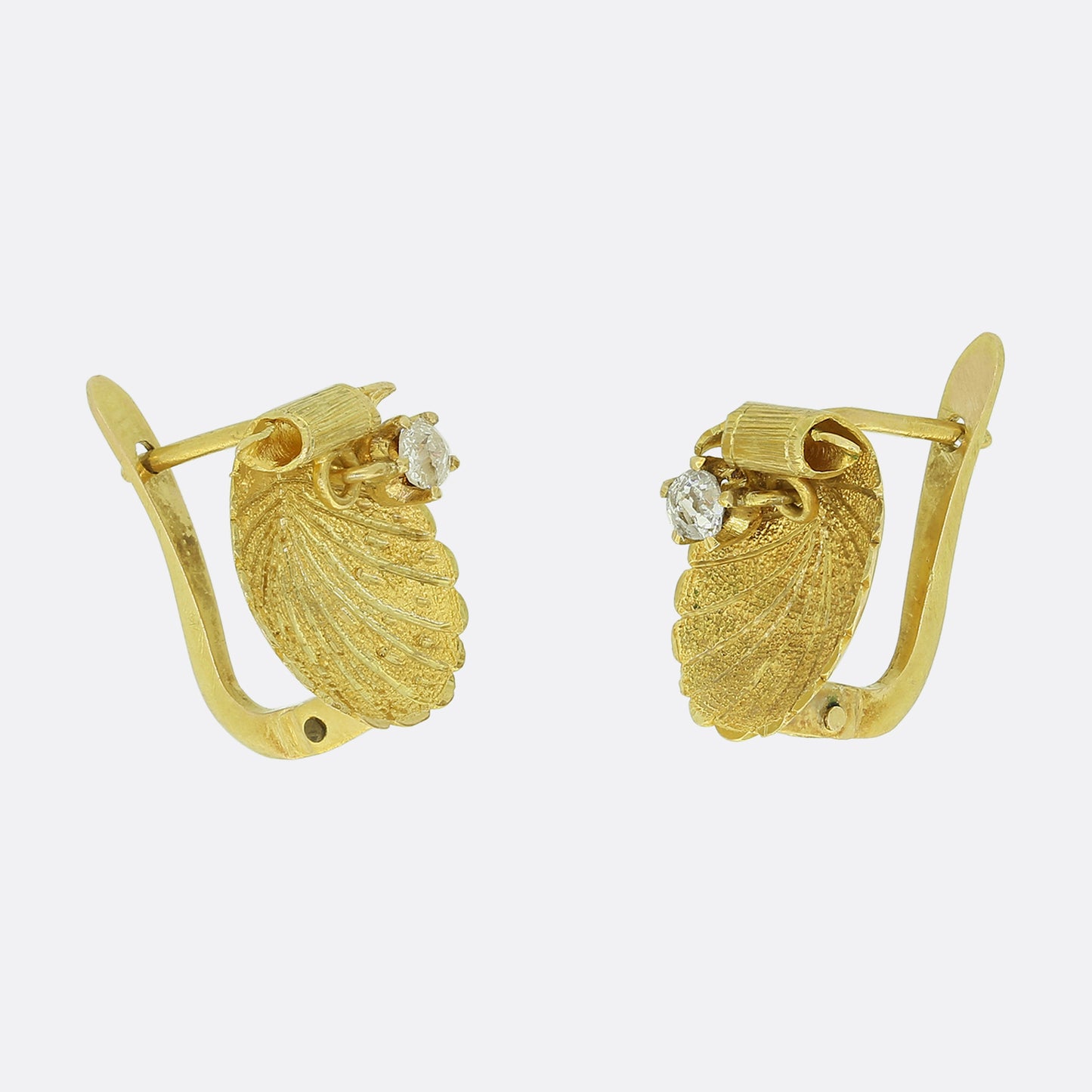 Antique Diamond Seashell Earrings