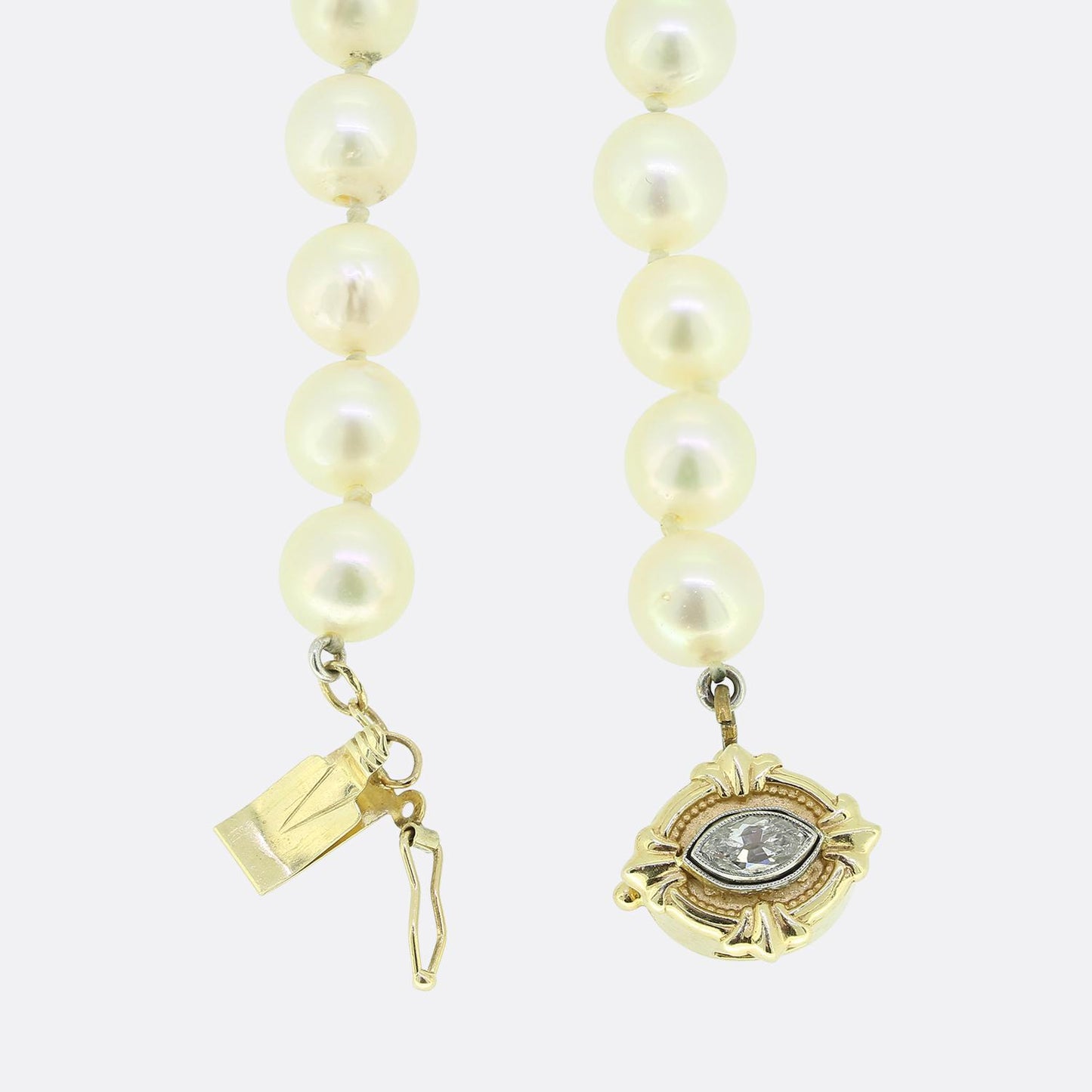 Vintage Pearl and Diamond Pendant Necklace