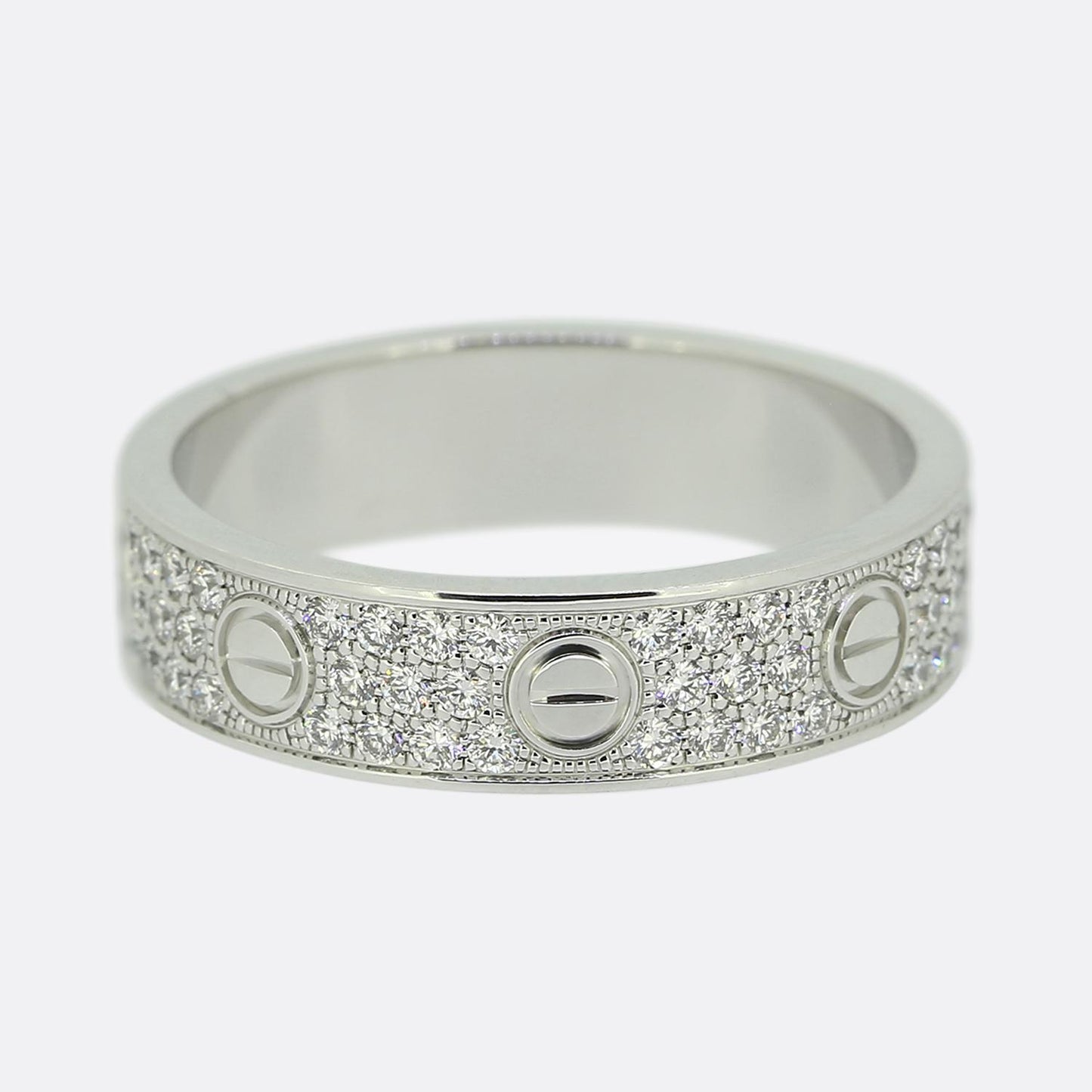 Cartier Paved Diamond Small LOVE Ring Size M (53)