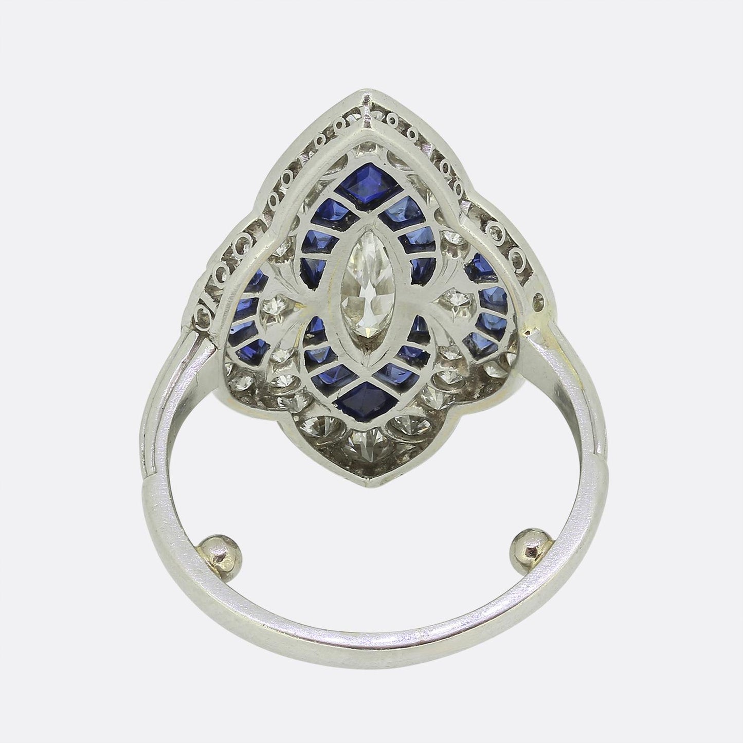 Art Deco Sapphire and Diamond Navette Ring