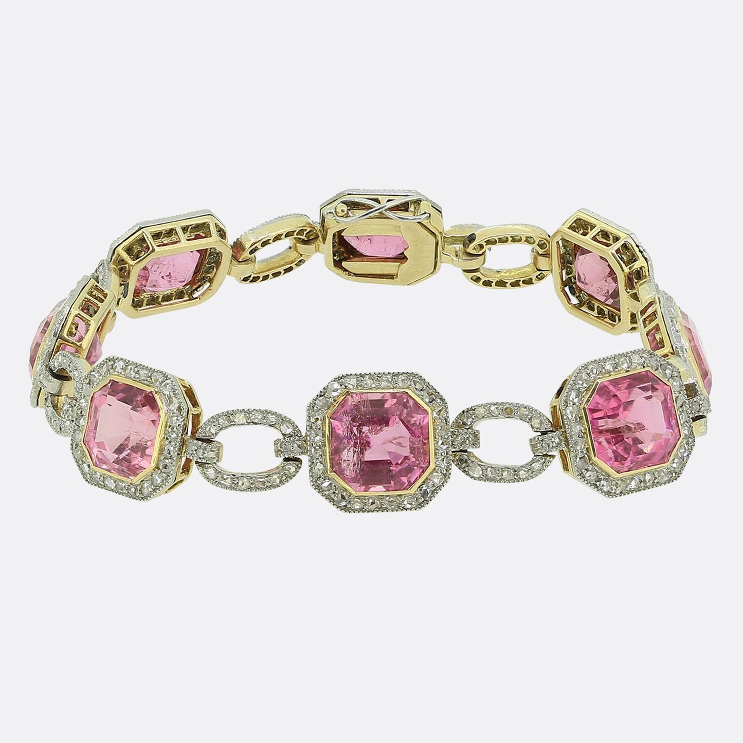 Edwardian Pink Tourmaline and Diamond Bracelet