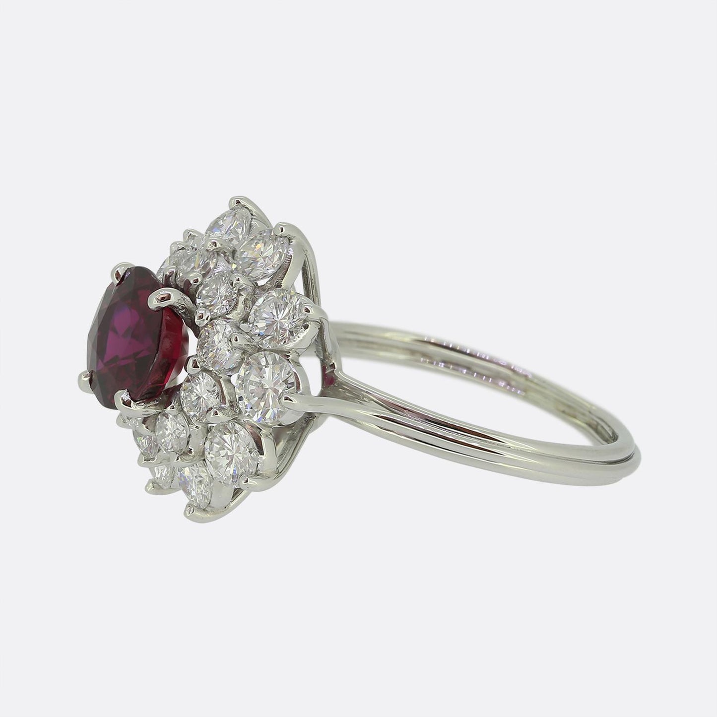 1.50 Carat Ruby and Diamond Cluster Ring