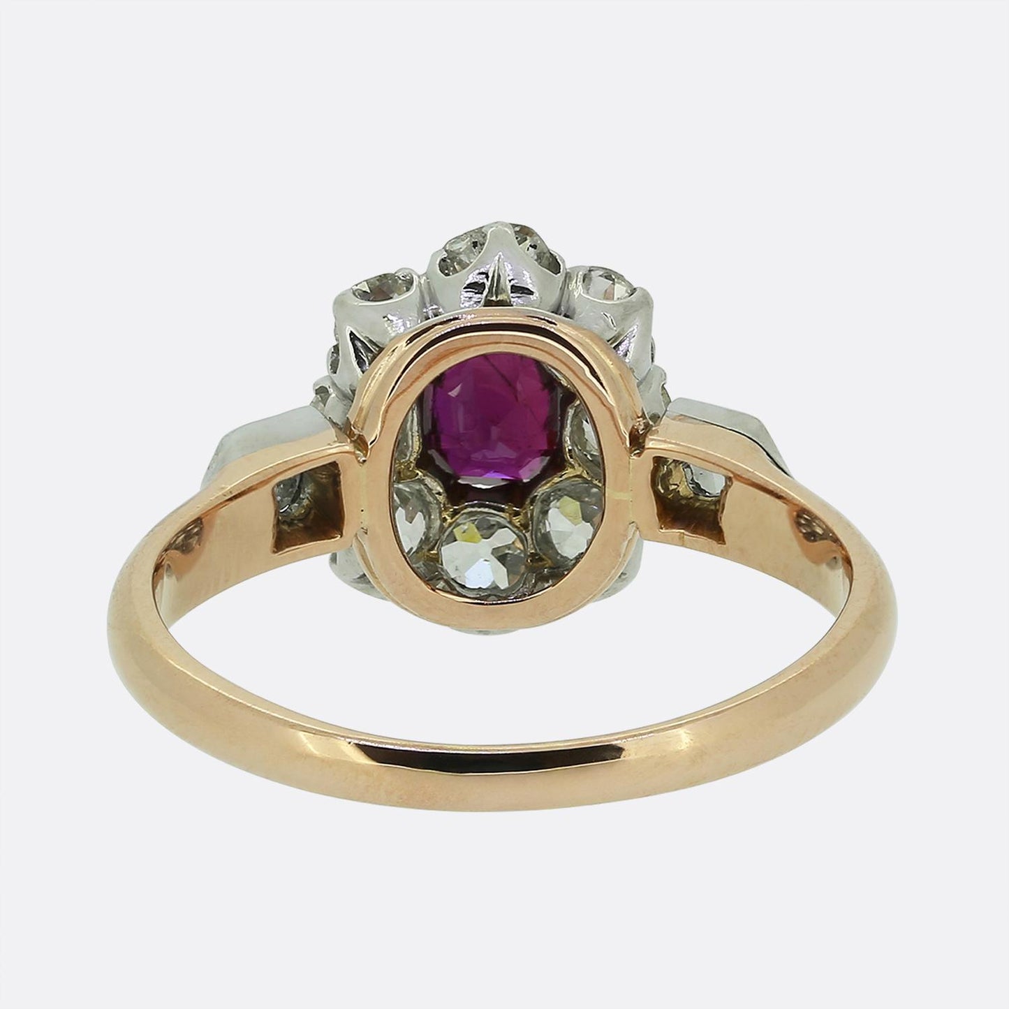 Edwardian Ruby and Diamond Cluster Ring