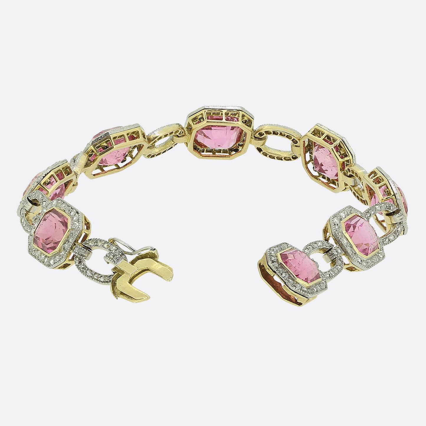 Edwardian Pink Tourmaline and Diamond Bracelet