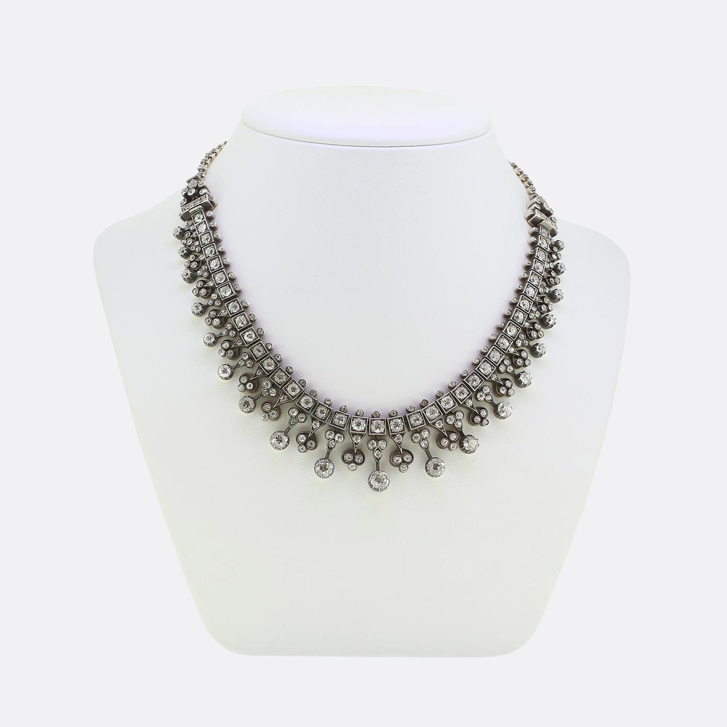 Victorian Old Cut Diamond Fringe Necklace