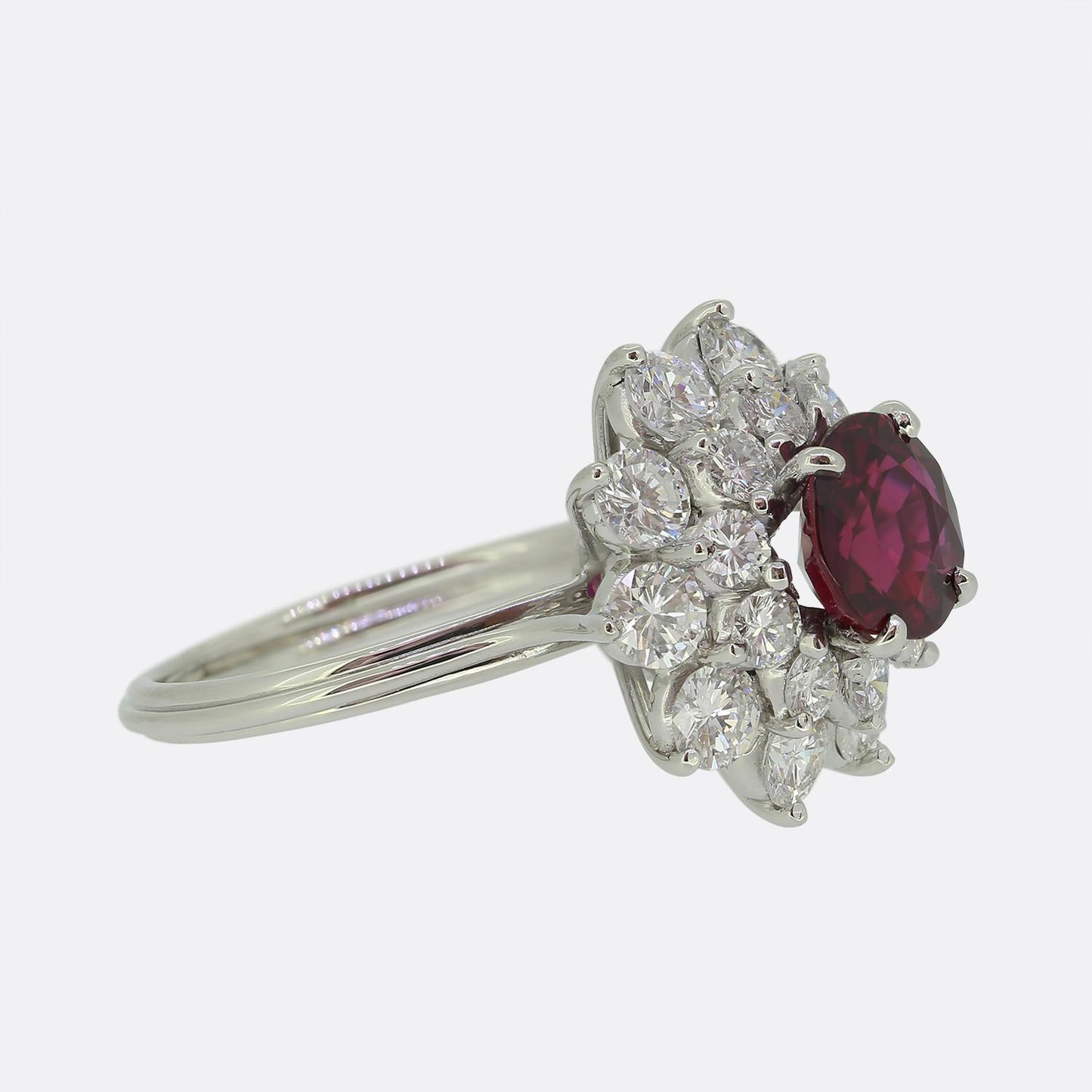 1.50 Carat Ruby and Diamond Cluster Ring