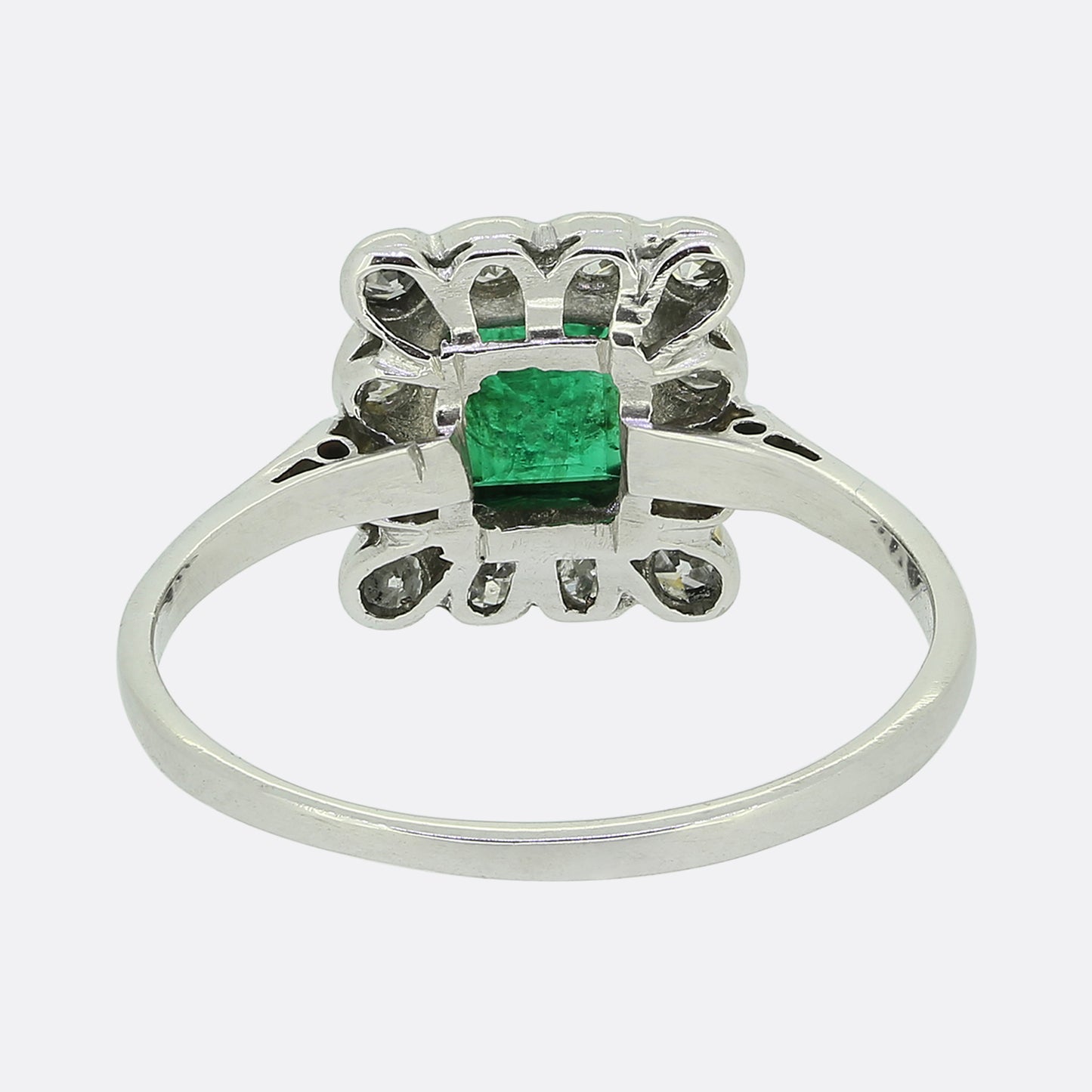Art Deco Emerald and Diamond Cluster Ring