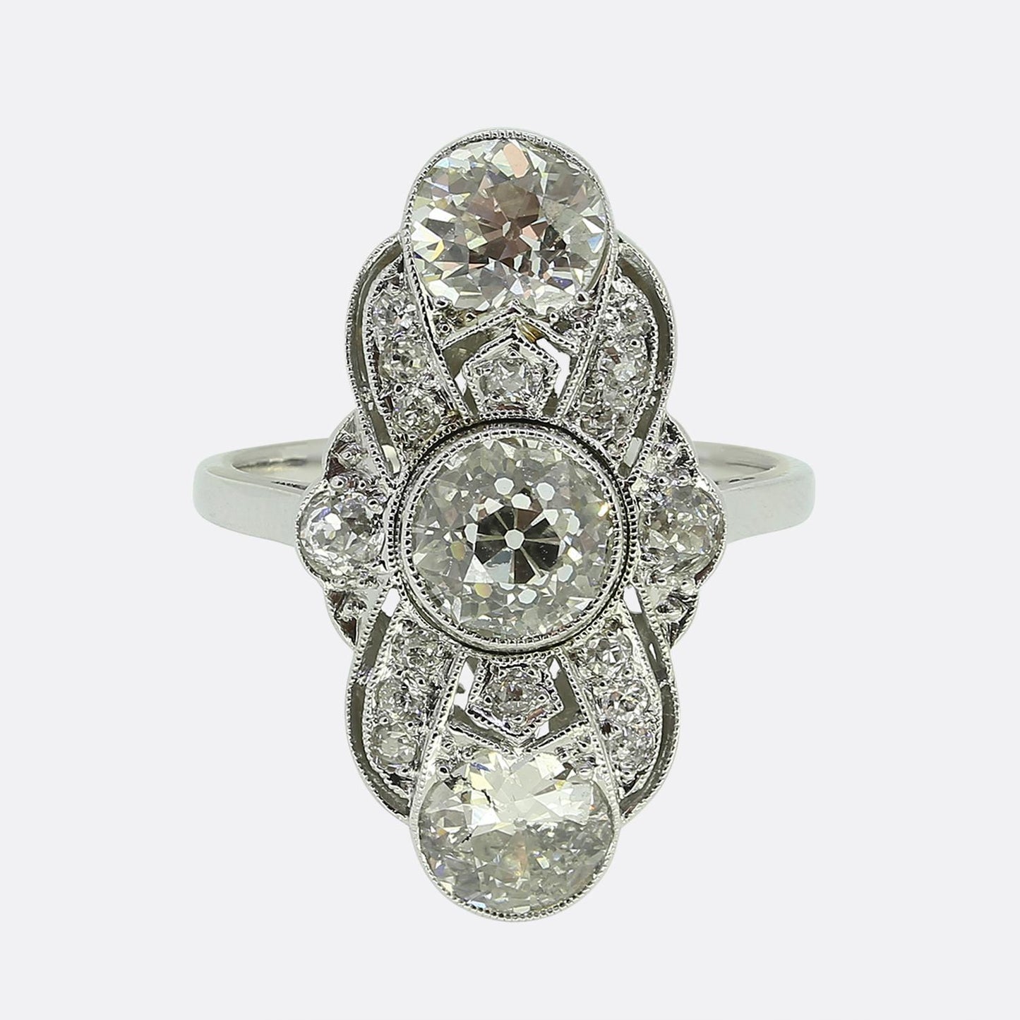 Art Deco Diamond Three Stone Ring