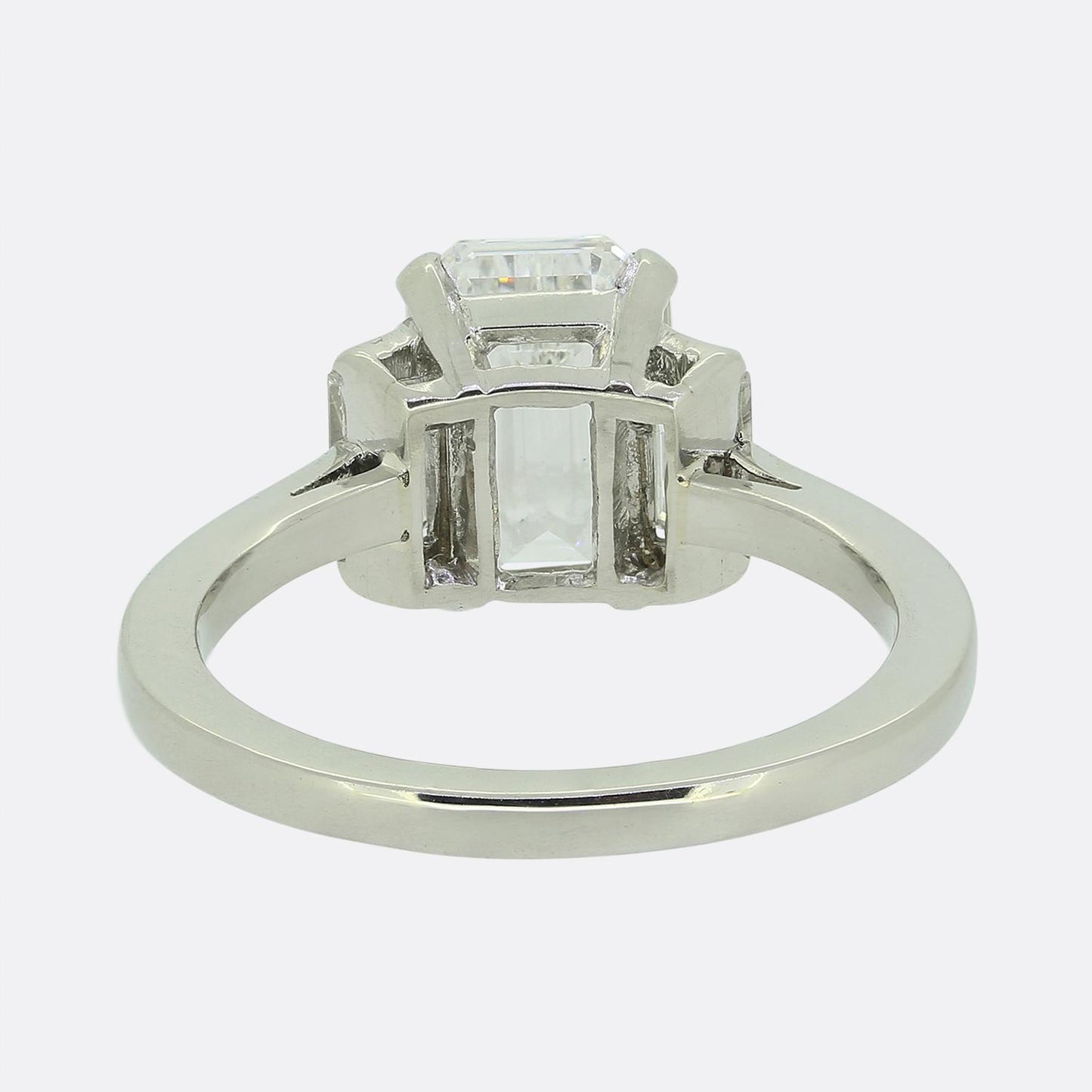 2.06 Carat Emerald Cut Diamond Three-Stone Ring