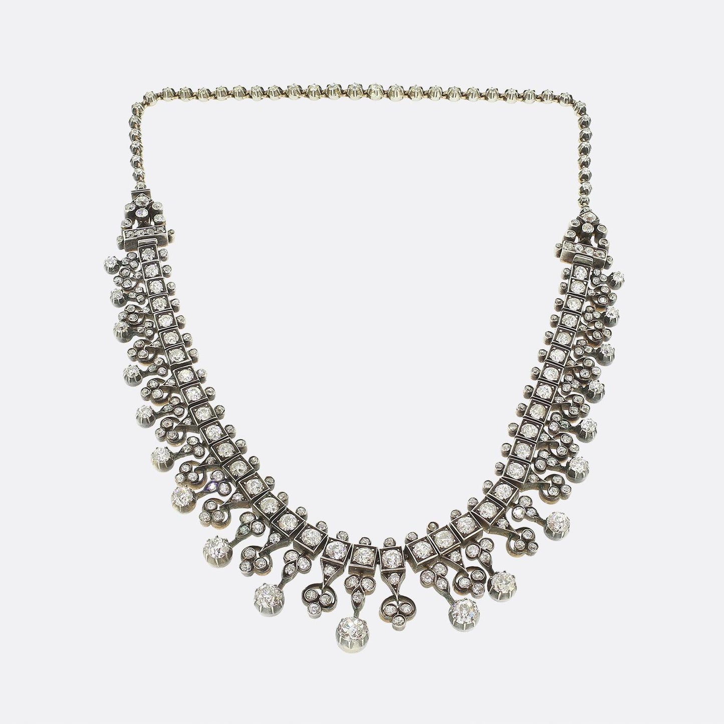 Victorian Old Cut Diamond Fringe Necklace