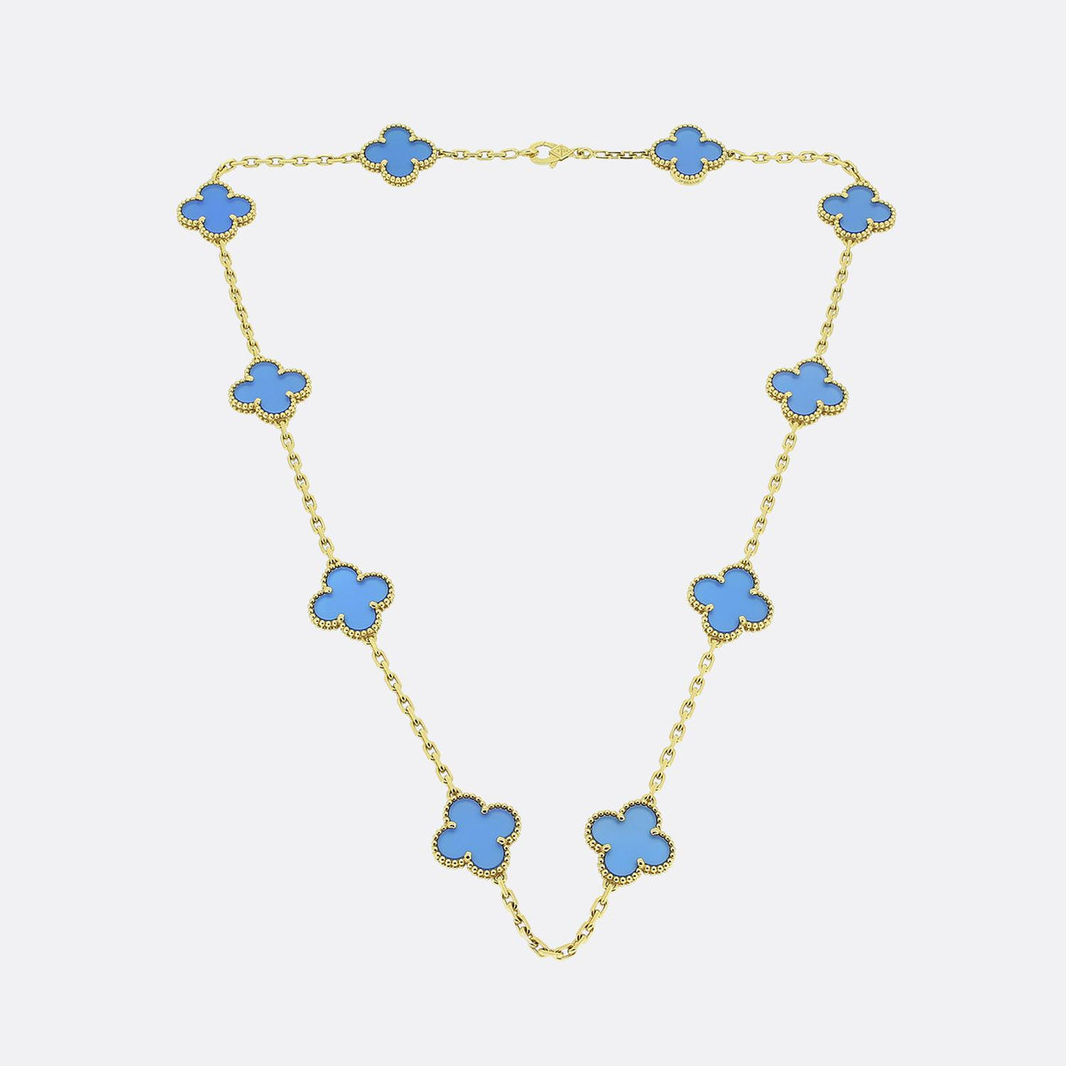 Van Cleef & Arpels Vintage Alhambra 10 Motif Agate Necklace