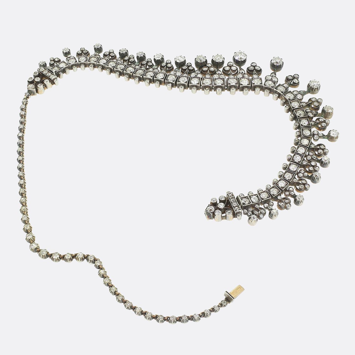 Victorian Old Cut Diamond Fringe Necklace