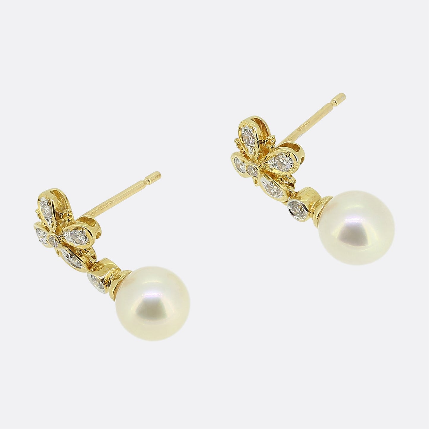 Pearl and Diamond Drop Earrings