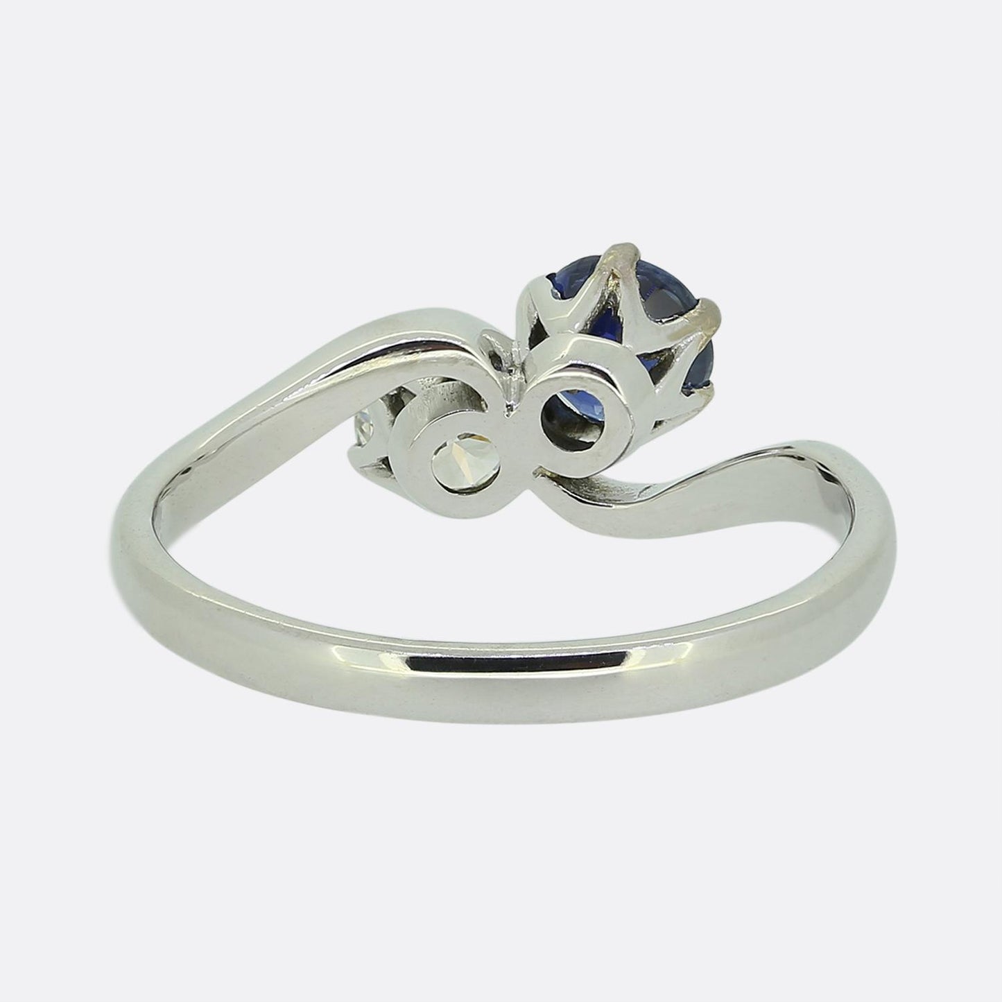 Vintage Sapphire and Diamond Two-Stone Crossover Ring