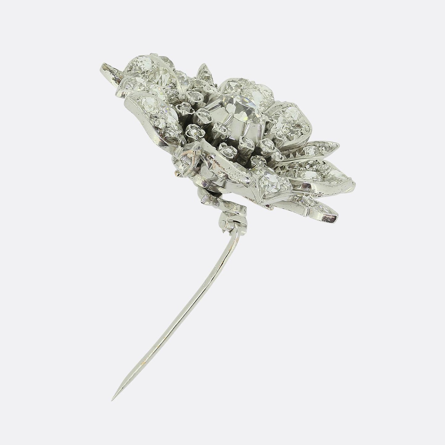 Antique Diamond Flower Brooch