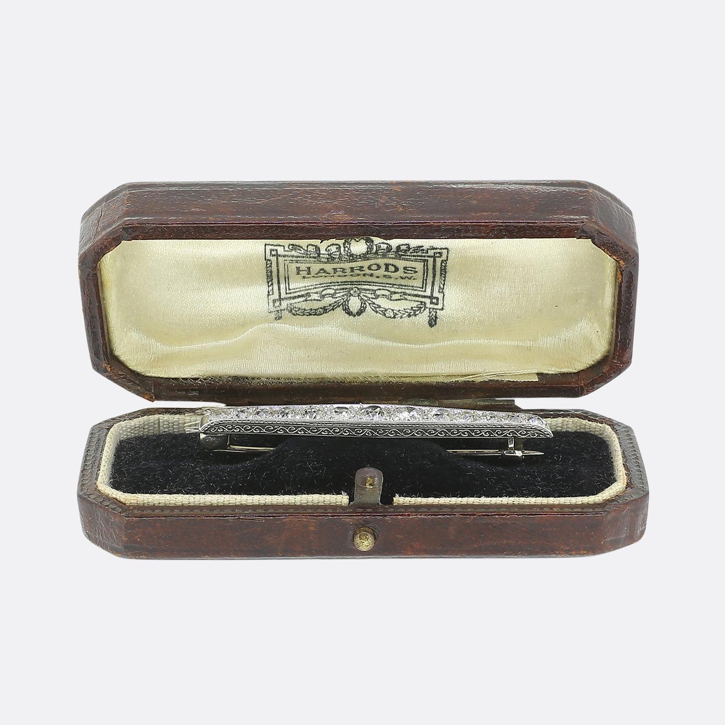Edwardian Old Cut Diamond Bar Brooch