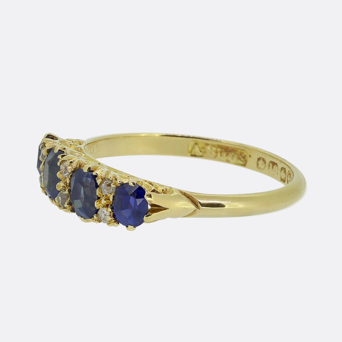 Edwardian Sapphire Four-Stone and Diamond Ring